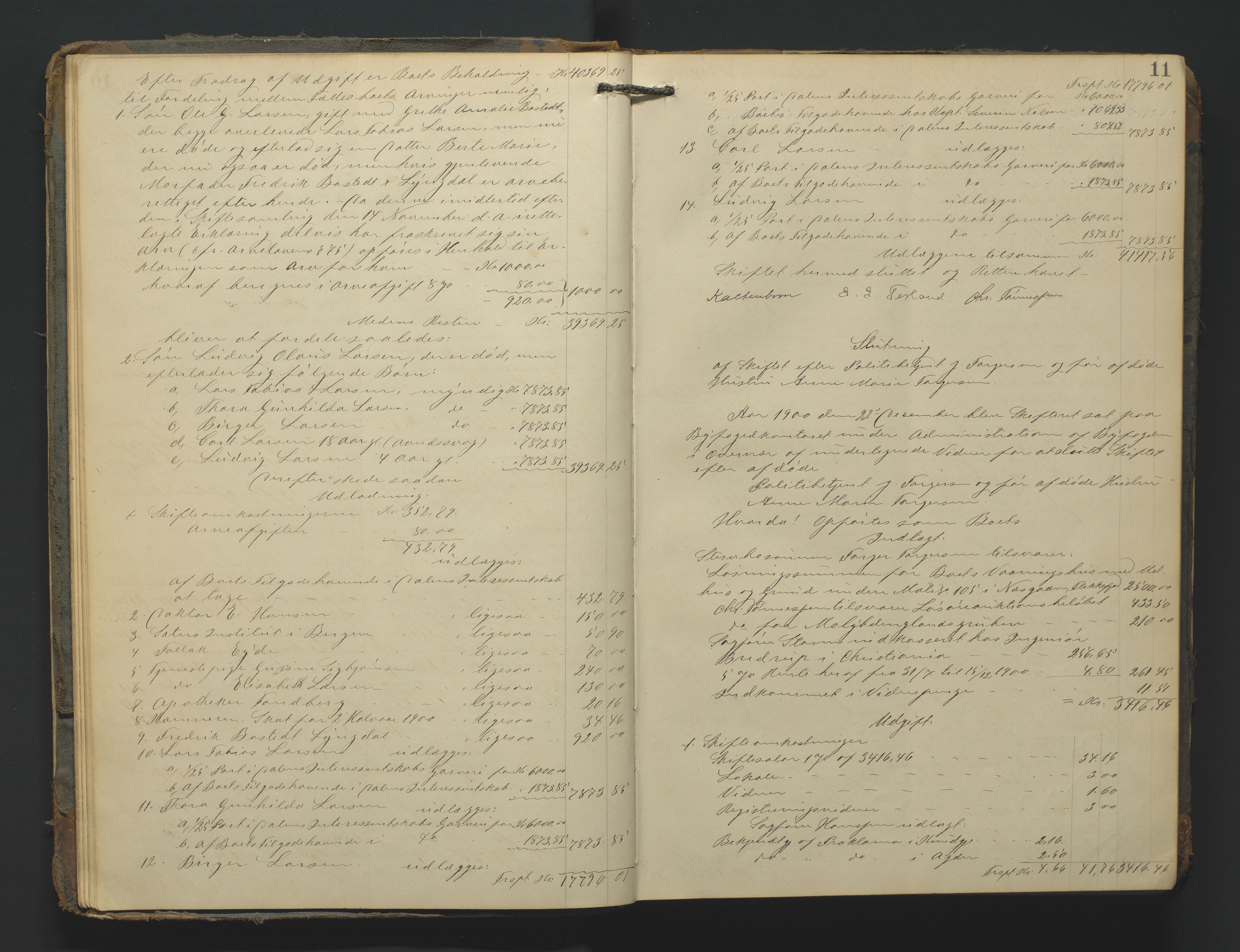 Flekkefjord byfogd, AV/SAK-1222-0002/H/Hc/L0004: Skifteprotokoll nr. 4, 1900-1913, p. 11