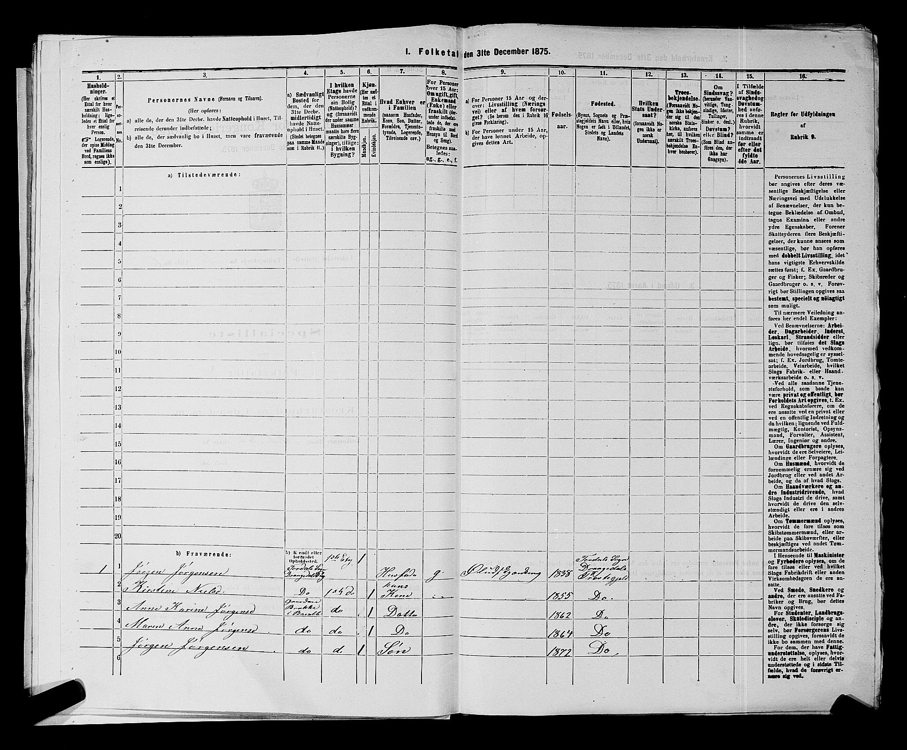 SAKO, 1875 census for 0803B Bamble/Stathelle, 1875, p. 20