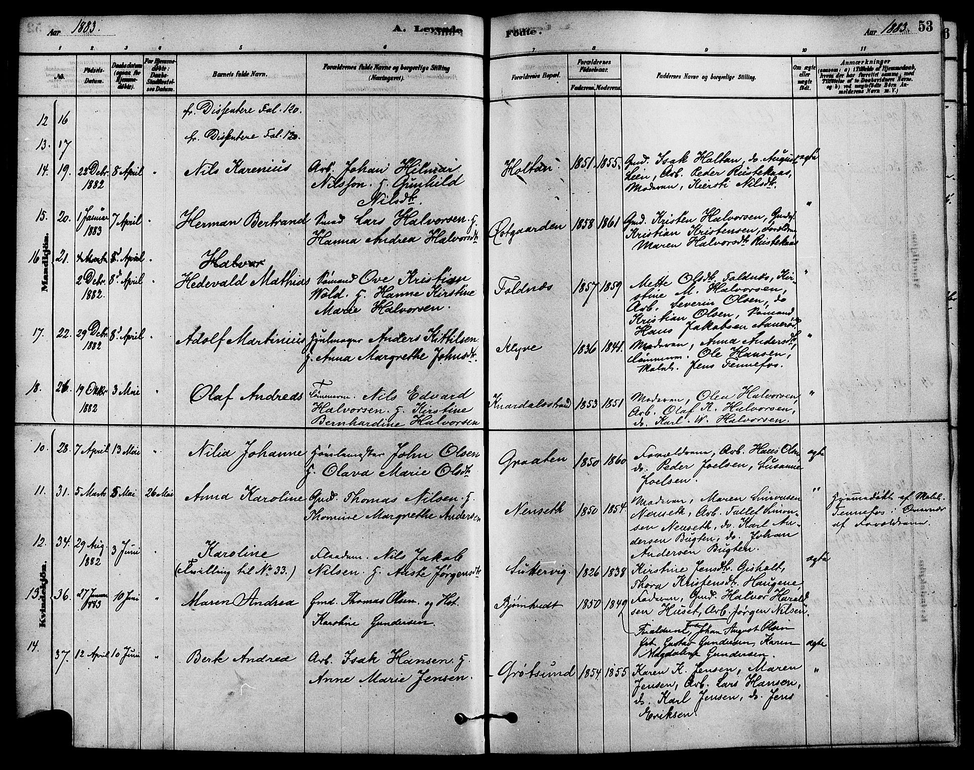 Solum kirkebøker, AV/SAKO-A-306/F/Fa/L0009: Parish register (official) no. I 9, 1877-1887, p. 53