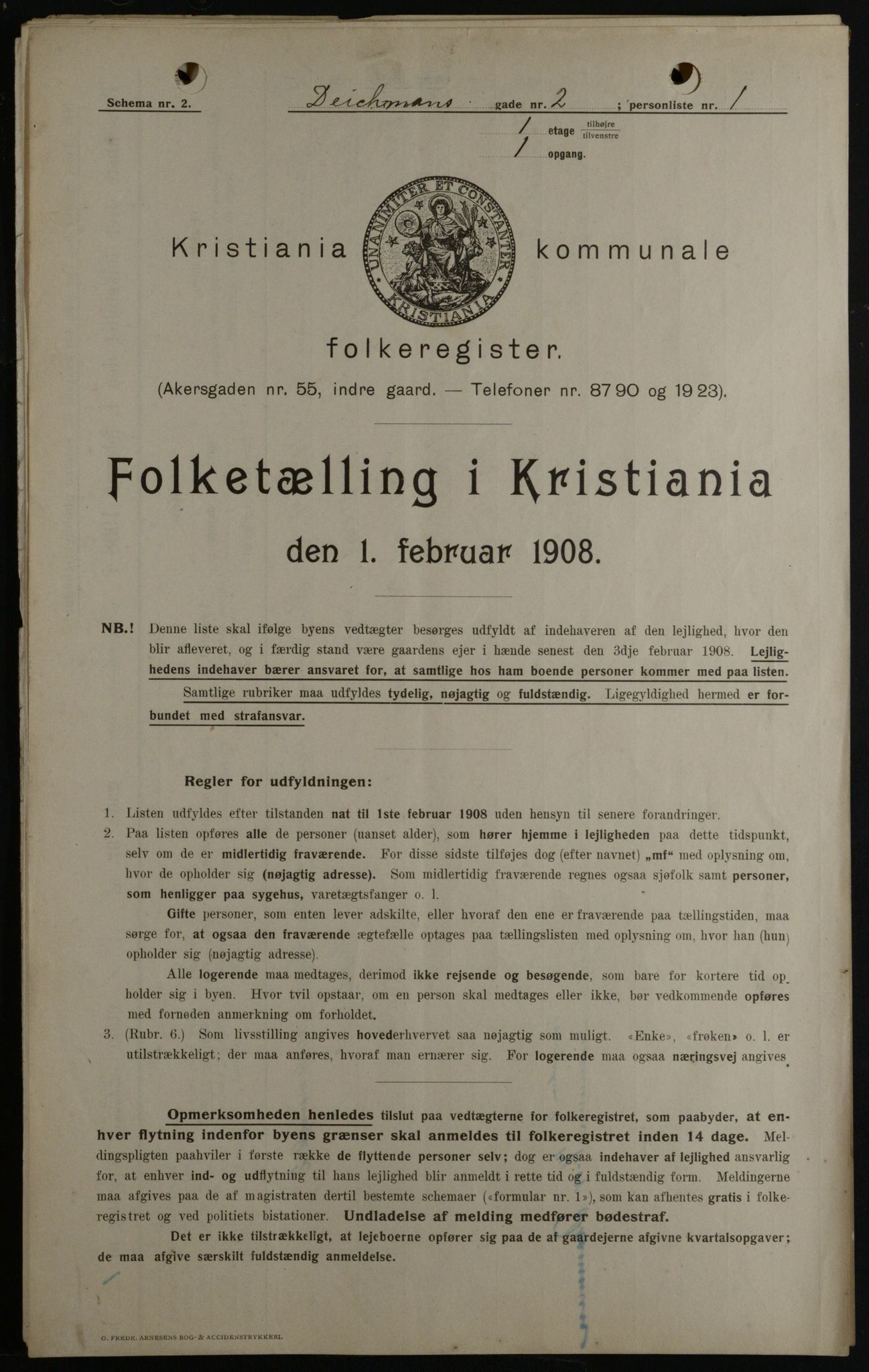 OBA, Municipal Census 1908 for Kristiania, 1908, p. 14372