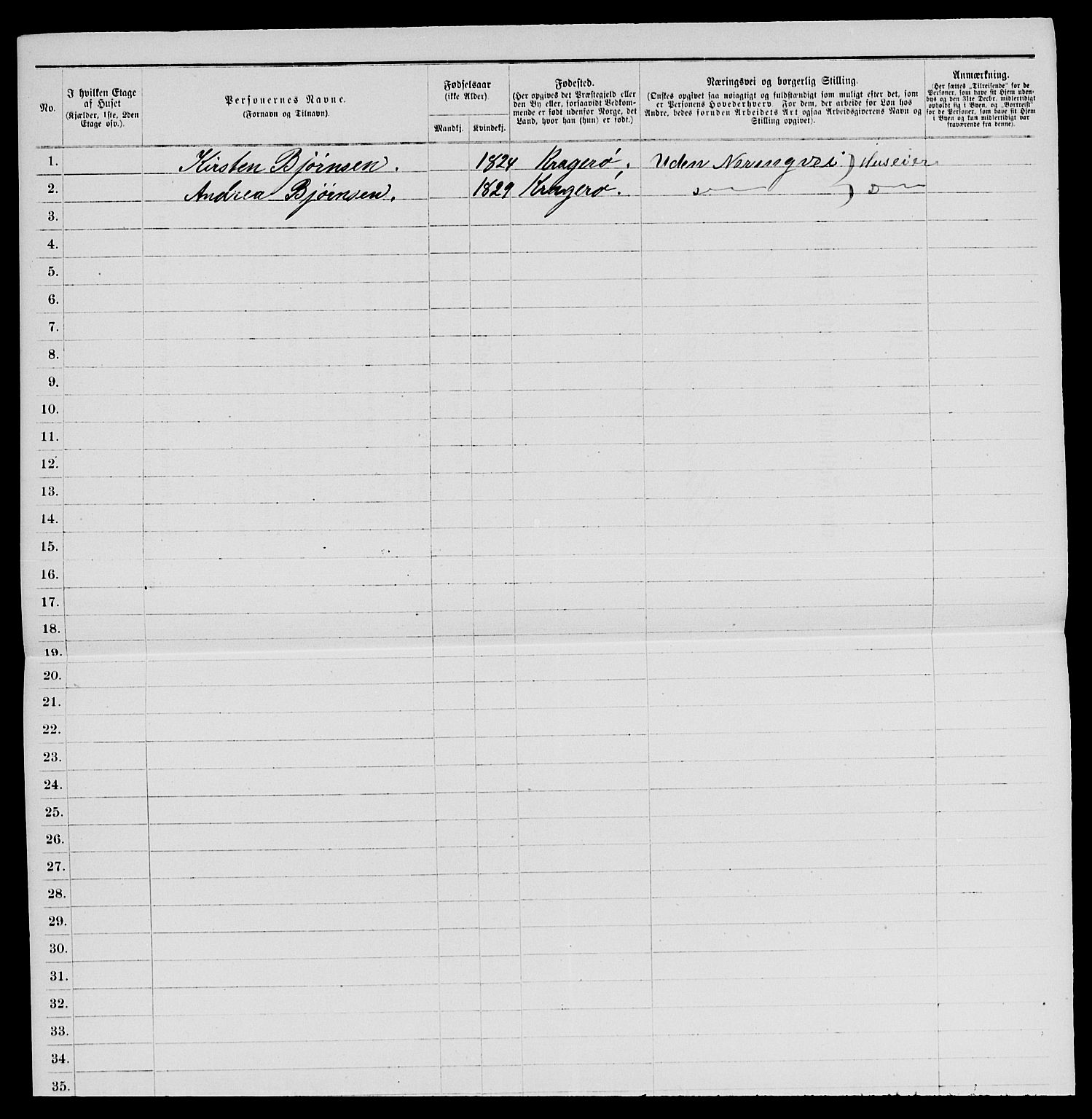 SAKO, 1885 census for 0801 Kragerø, 1885, p. 116