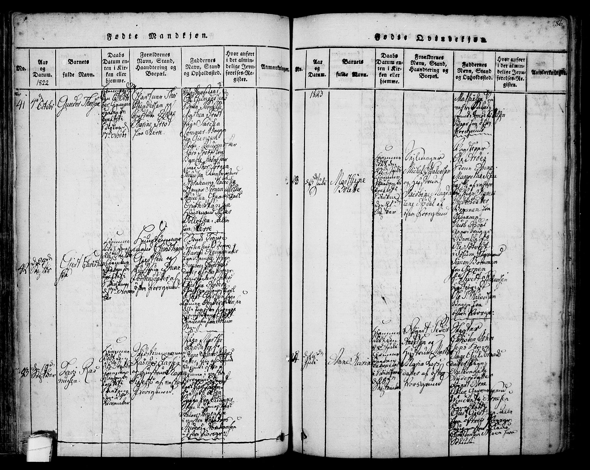 Porsgrunn kirkebøker , AV/SAKO-A-104/F/Fa/L0004: Parish register (official) no. 4, 1814-1828, p. 86