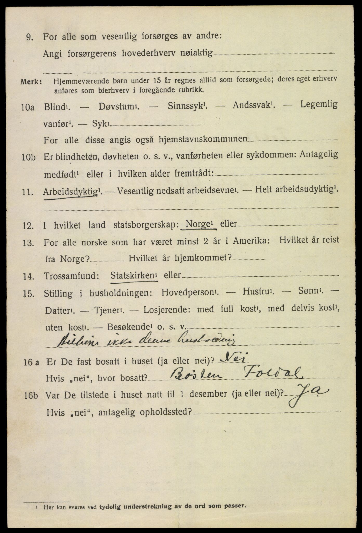 SAH, 1920 census for Folldal, 1920, p. 1446