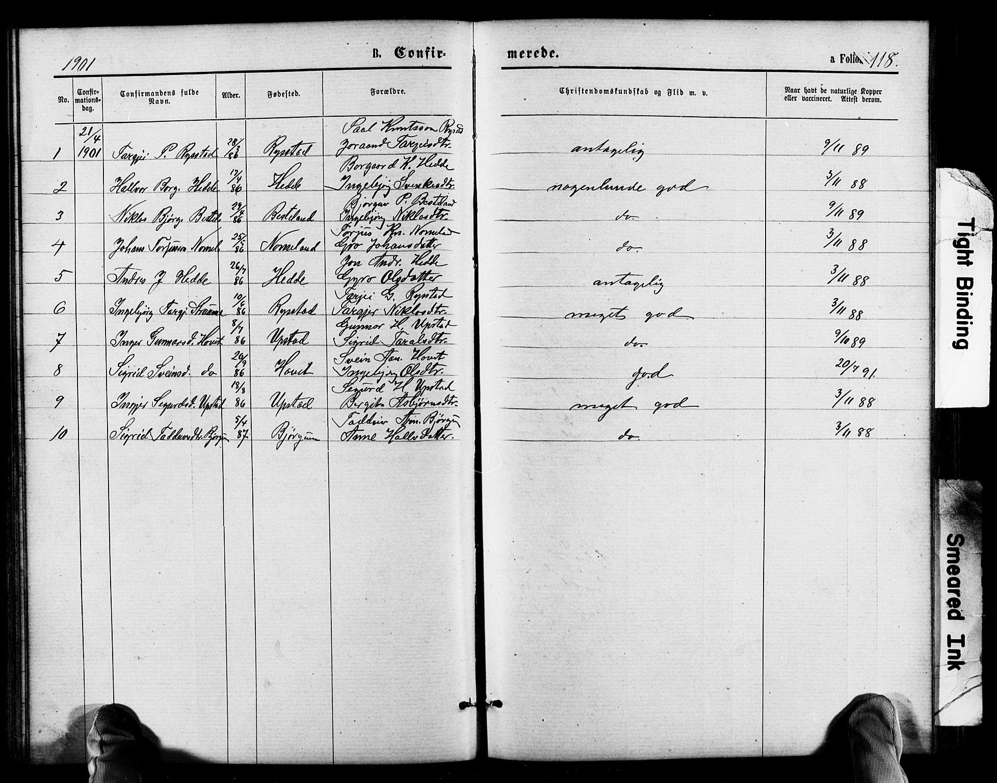 Valle sokneprestkontor, SAK/1111-0044/F/Fb/Fbb/L0002: Parish register (copy) no. B 2, 1875-1921, p. 118