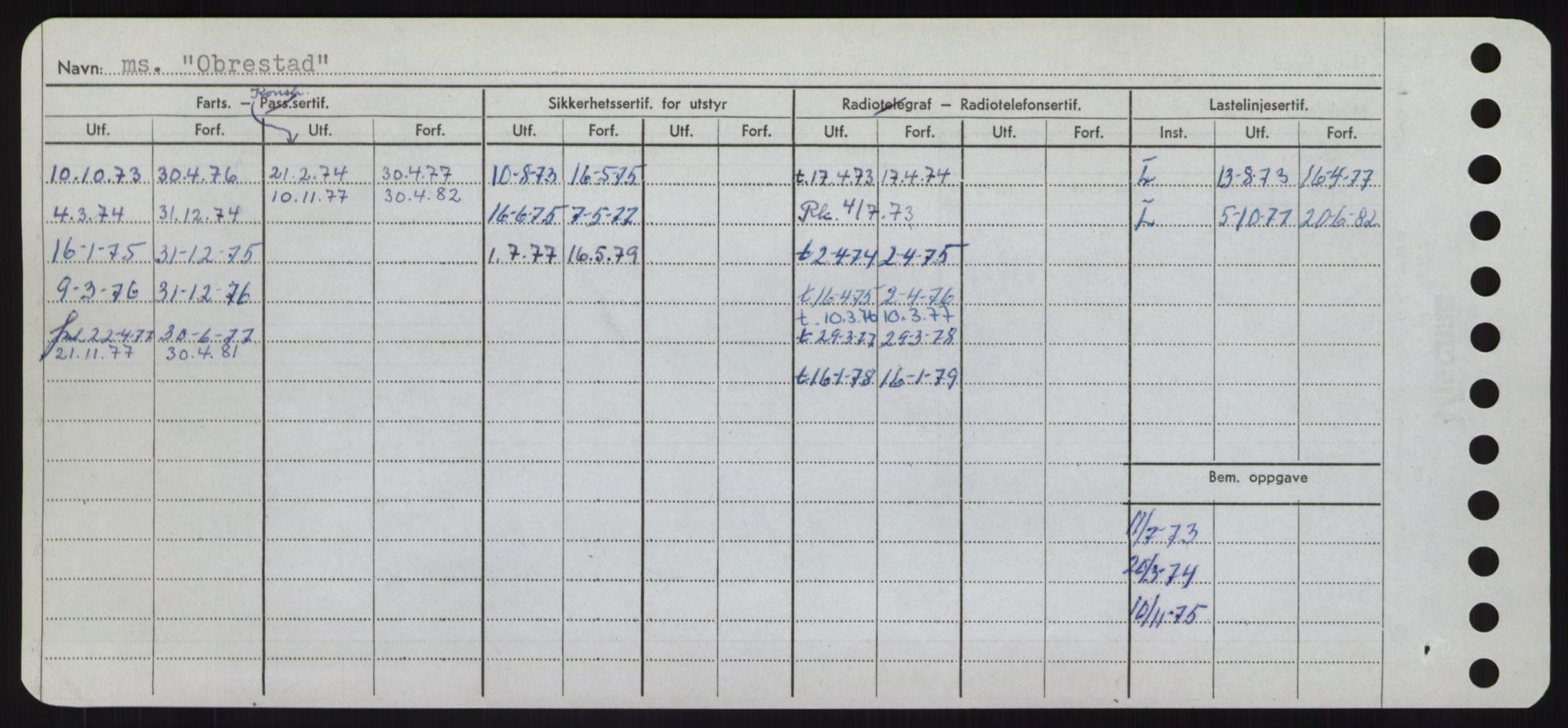 Sjøfartsdirektoratet med forløpere, Skipsmålingen, RA/S-1627/H/Hd/L0028: Fartøy, O, p. 50