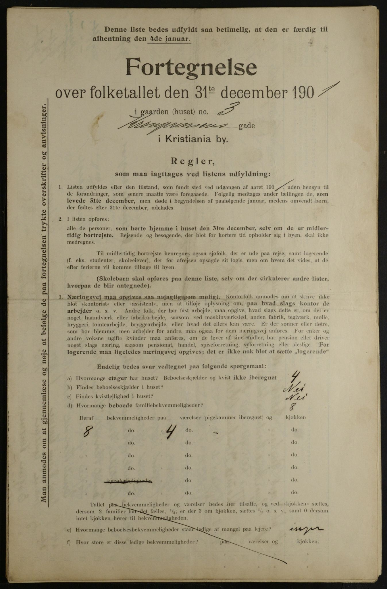 OBA, Municipal Census 1901 for Kristiania, 1901, p. 8391