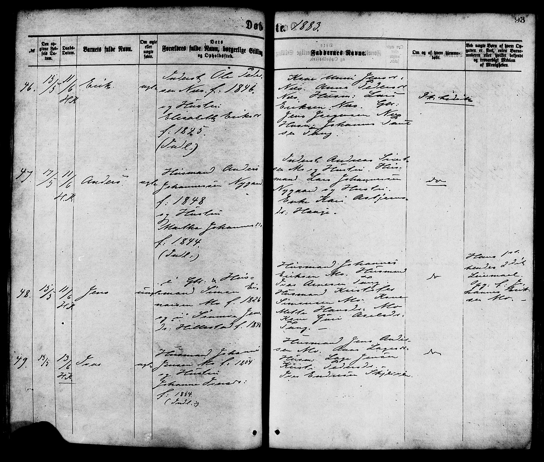 Hafslo sokneprestembete, SAB/A-80301/H/Haa/Haaa/L0011: Parish register (official) no. A 11, 1873-1886, p. 93