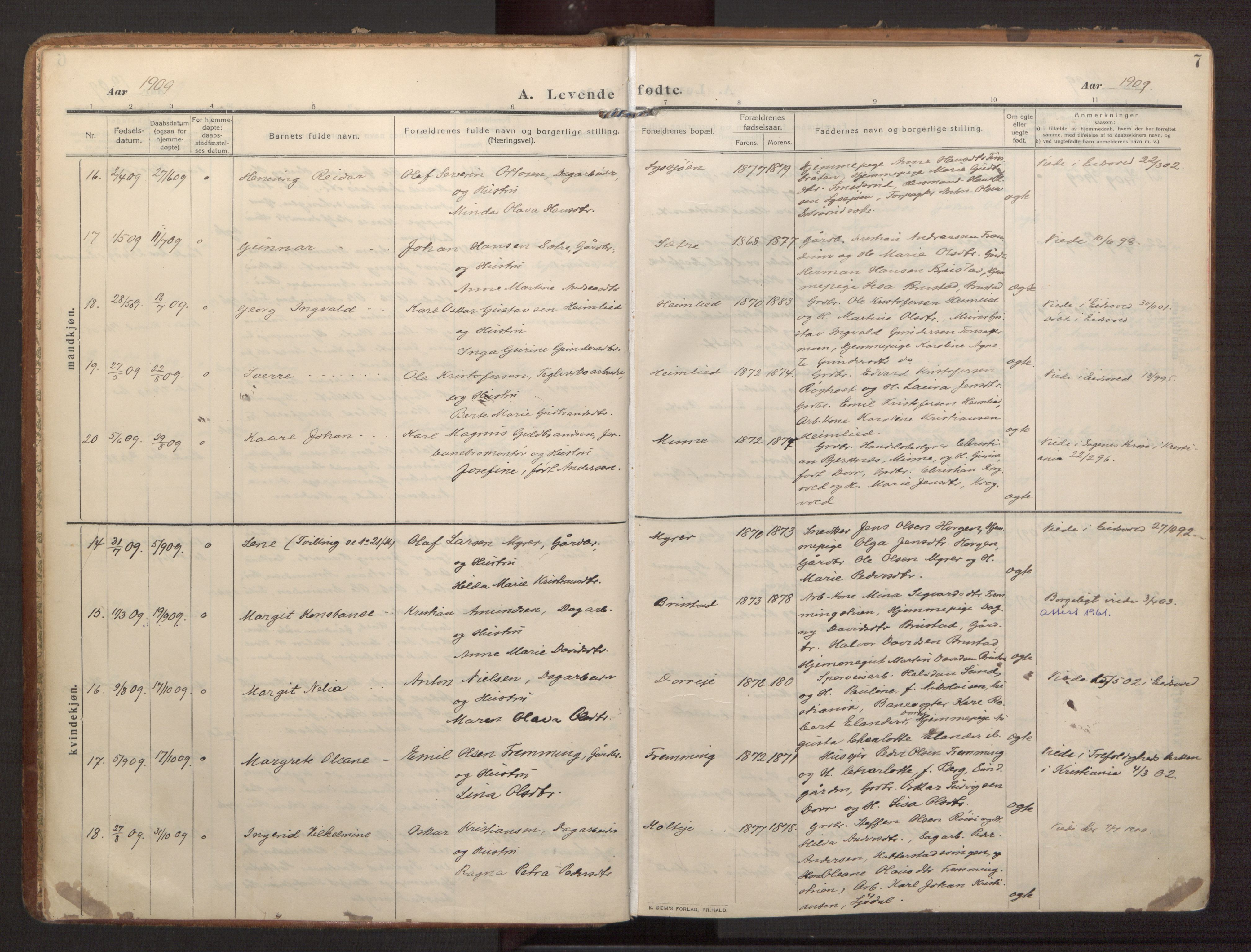 Eidsvoll prestekontor Kirkebøker, AV/SAO-A-10888/F/Fb/L0004: Parish register (official) no. II 4, 1909-1919, p. 7