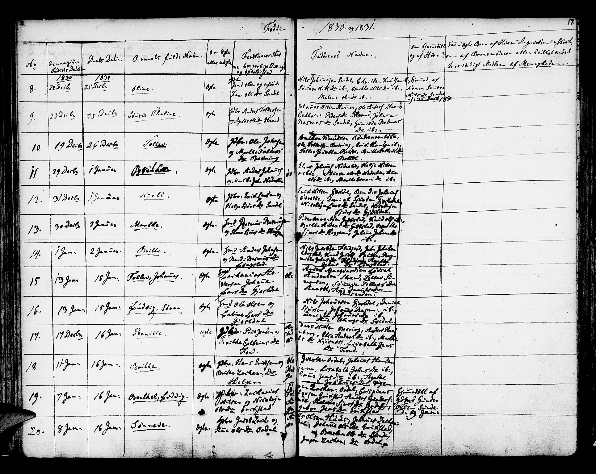Jølster sokneprestembete, AV/SAB-A-80701/H/Haa/Haaa/L0008: Parish register (official) no. A 8, 1821-1833, p. 57