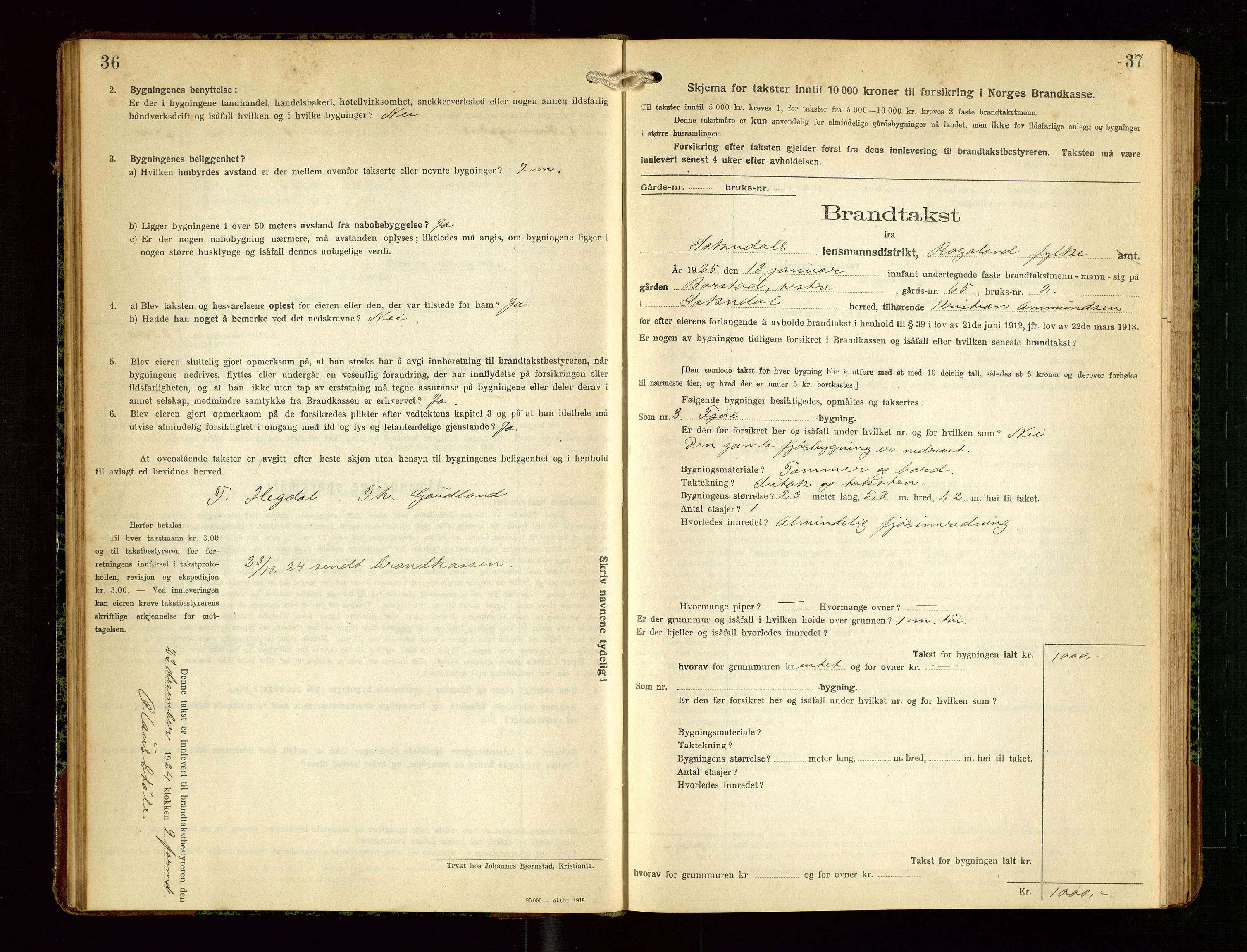 Sokndal lensmannskontor, SAST/A-100417/Gob/L0006: "Brandtakst-Protokol", 1924-1930, p. 36-37