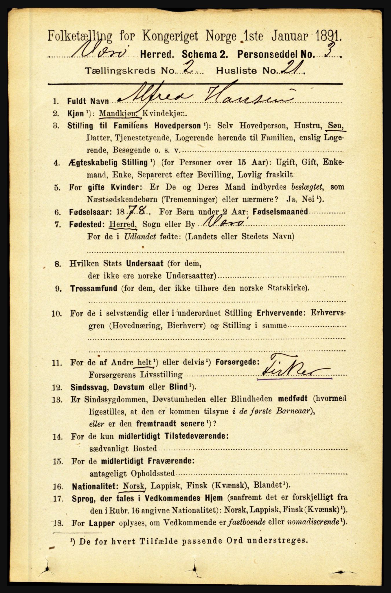 RA, 1891 census for 1857 Værøy, 1891, p. 431