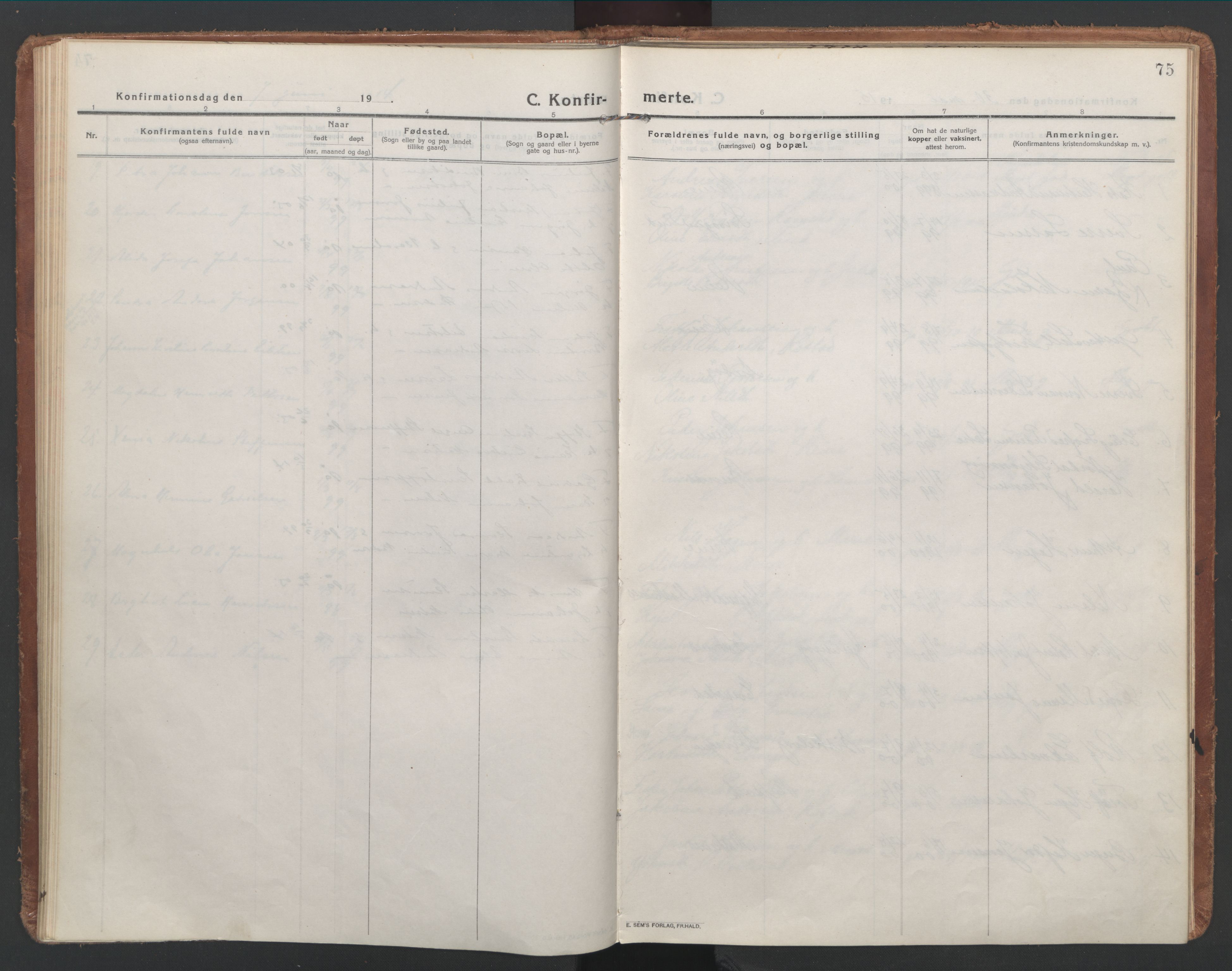 Ministerialprotokoller, klokkerbøker og fødselsregistre - Nordland, AV/SAT-A-1459/886/L1222: Parish register (official) no. 886A04, 1914-1926, p. 75