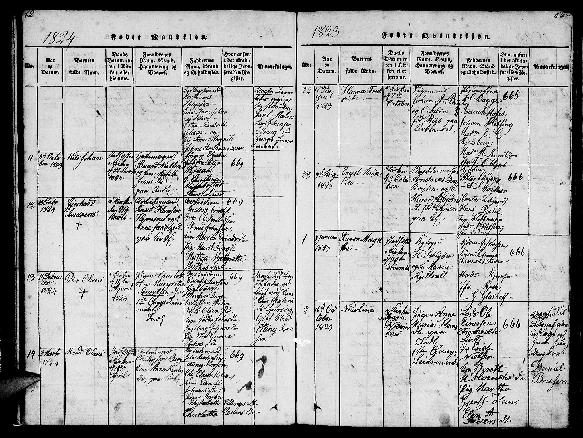 Ministerialprotokoller, klokkerbøker og fødselsregistre - Møre og Romsdal, SAT/A-1454/572/L0856: Parish register (copy) no. 572C01, 1819-1832, p. 62-63