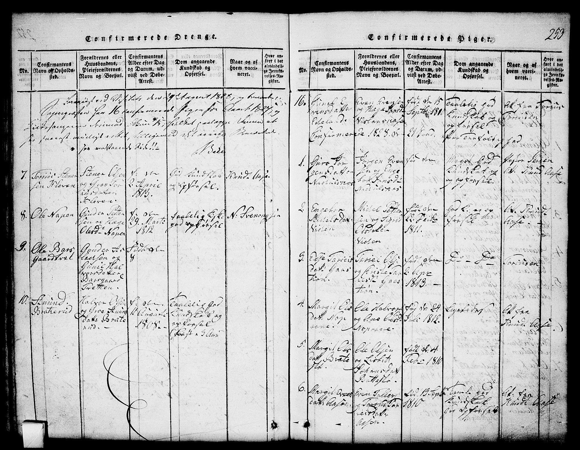 Mo kirkebøker, SAKO/A-286/G/Gb/L0001: Parish register (copy) no. II 1, 1814-1843, p. 253