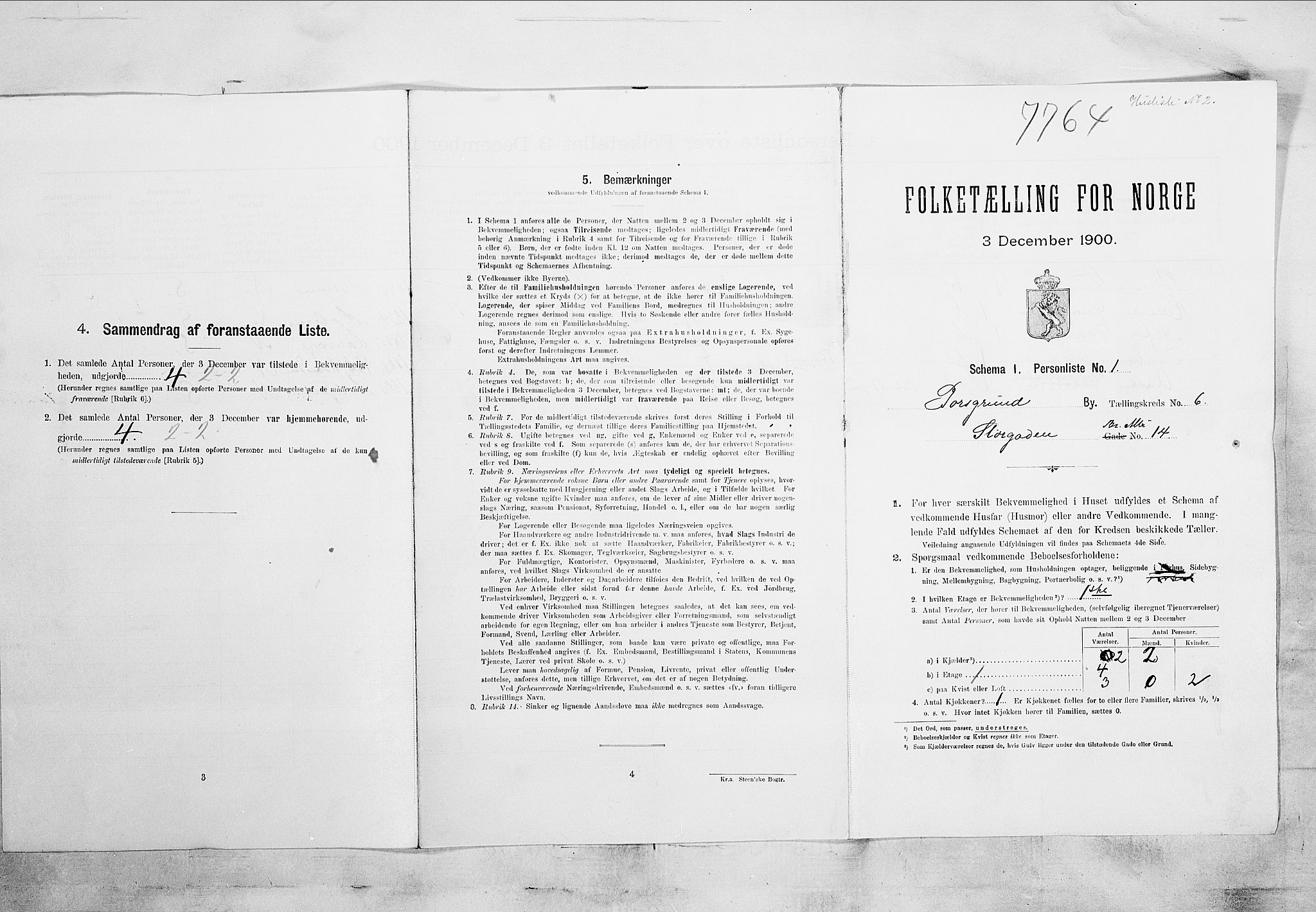 SAKO, 1900 census for Porsgrunn, 1900, p. 913