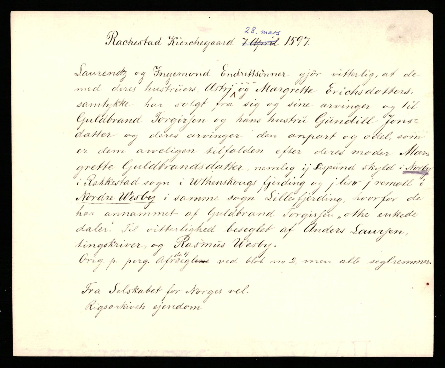 Riksarkivets diplomsamling, AV/RA-EA-5965/F35/F35b/L0004: Riksarkivets diplomer, seddelregister, 1593-1600, p. 325