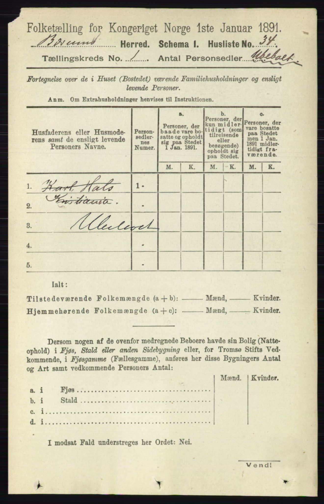 RA, 1891 census for 0219 Bærum, 1891, p. 77