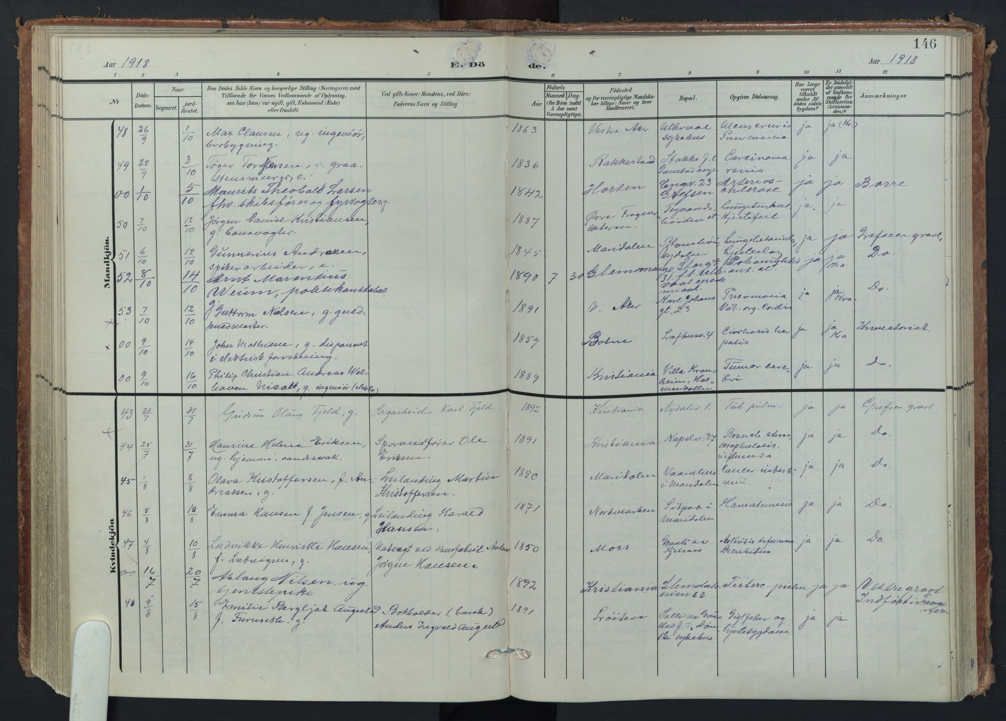 Vestre Aker prestekontor Kirkebøker, AV/SAO-A-10025/F/Fa/L0016: Parish register (official) no. 16, 1904-1926, p. 146