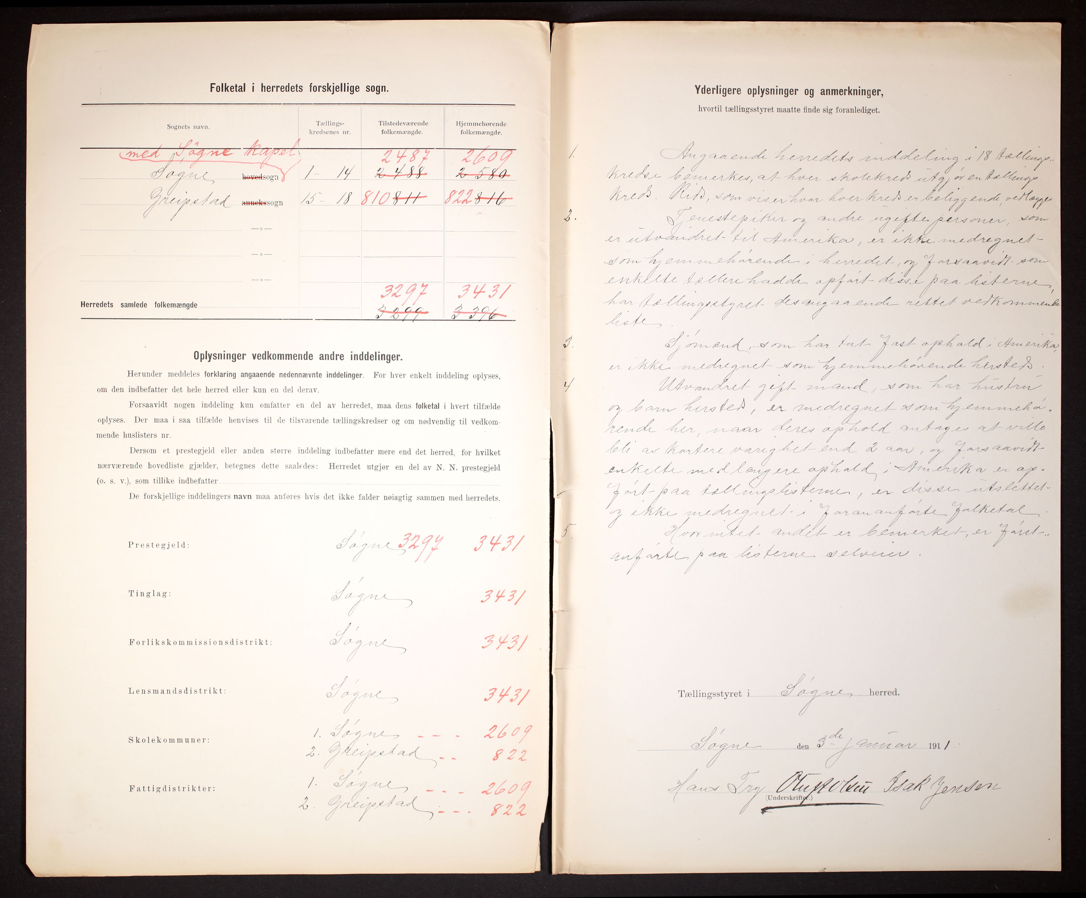 RA, 1910 census for Søgne, 1910, p. 3