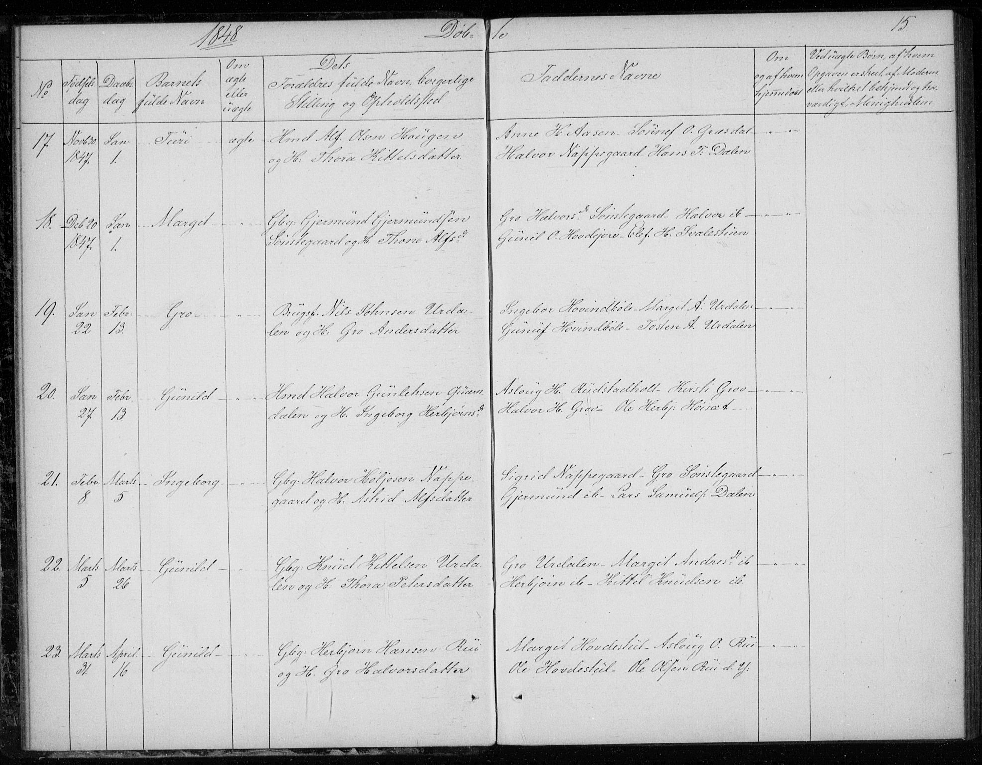 Gransherad kirkebøker, AV/SAKO-A-267/F/Fb/L0003: Parish register (official) no. II 3, 1844-1859, p. 15