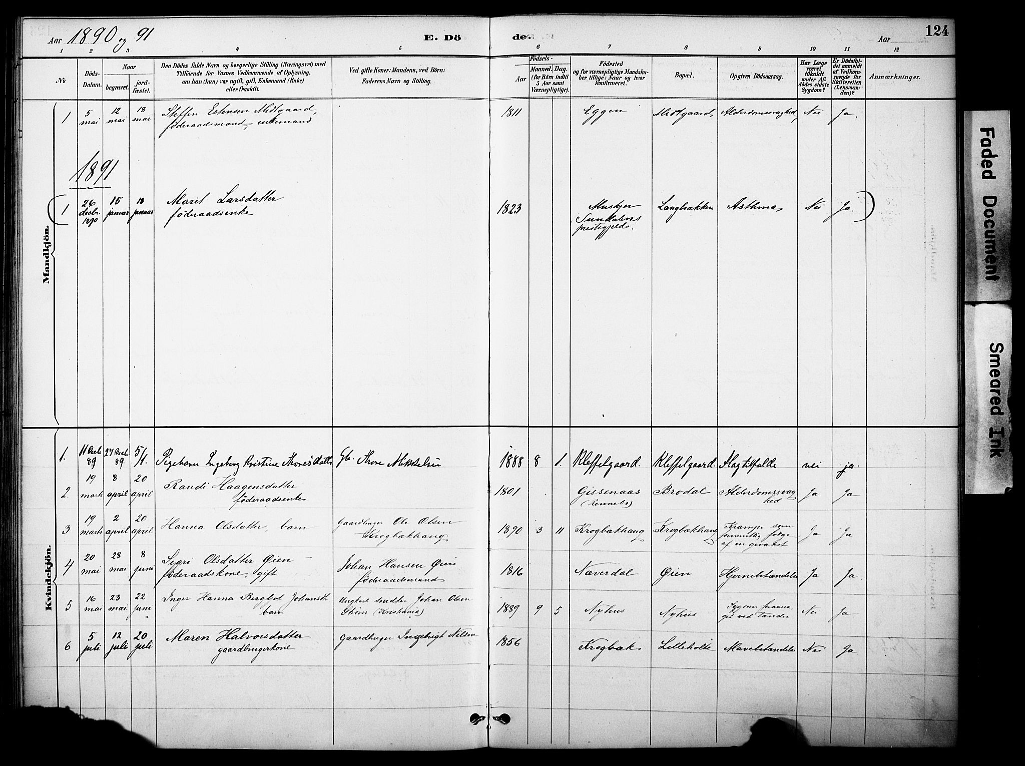 Kvikne prestekontor, SAH/PREST-064/H/Ha/Haa/L0007: Parish register (official) no. 7, 1887-1911, p. 124