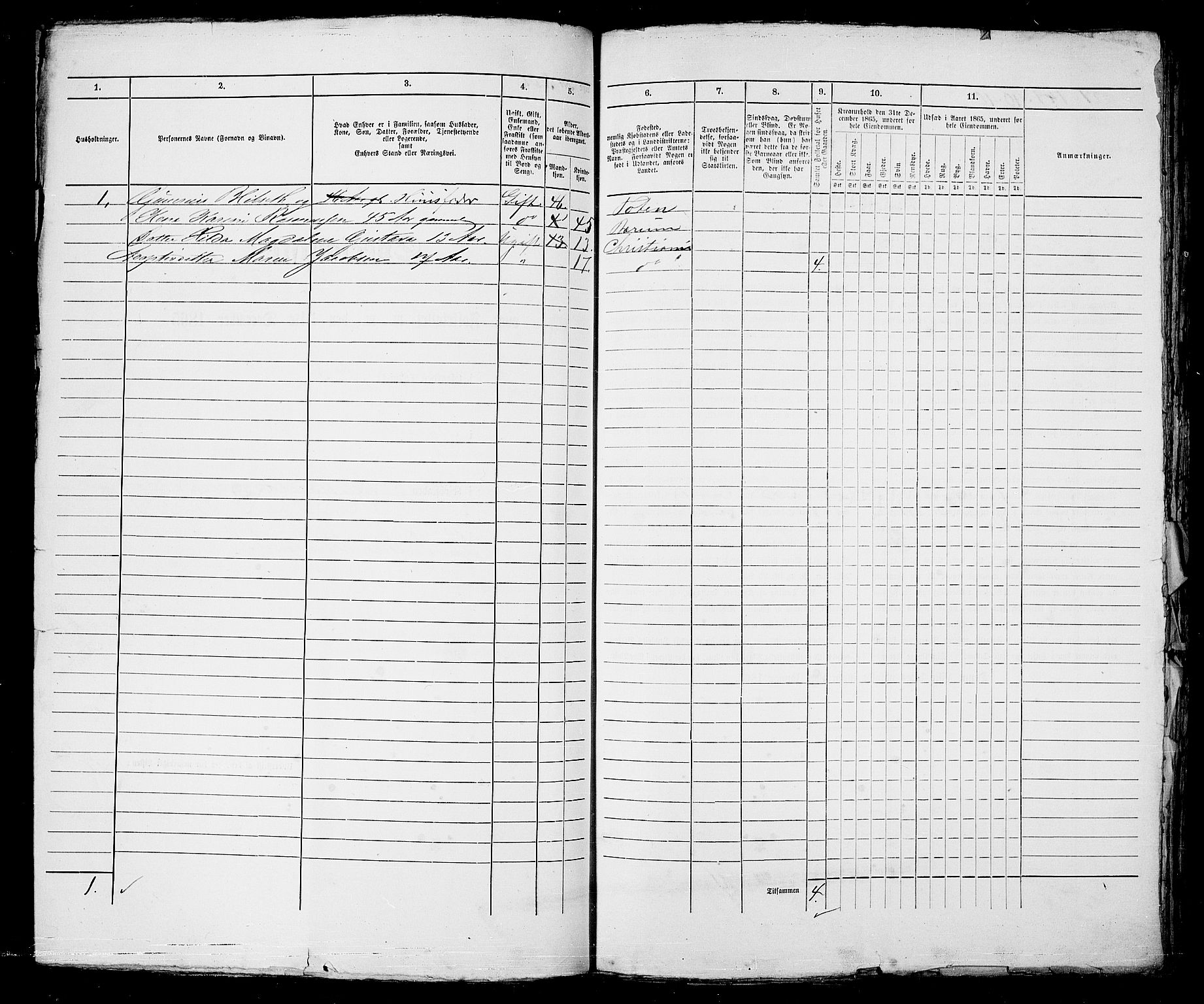 RA, 1865 census for Kristiania, 1865, p. 848
