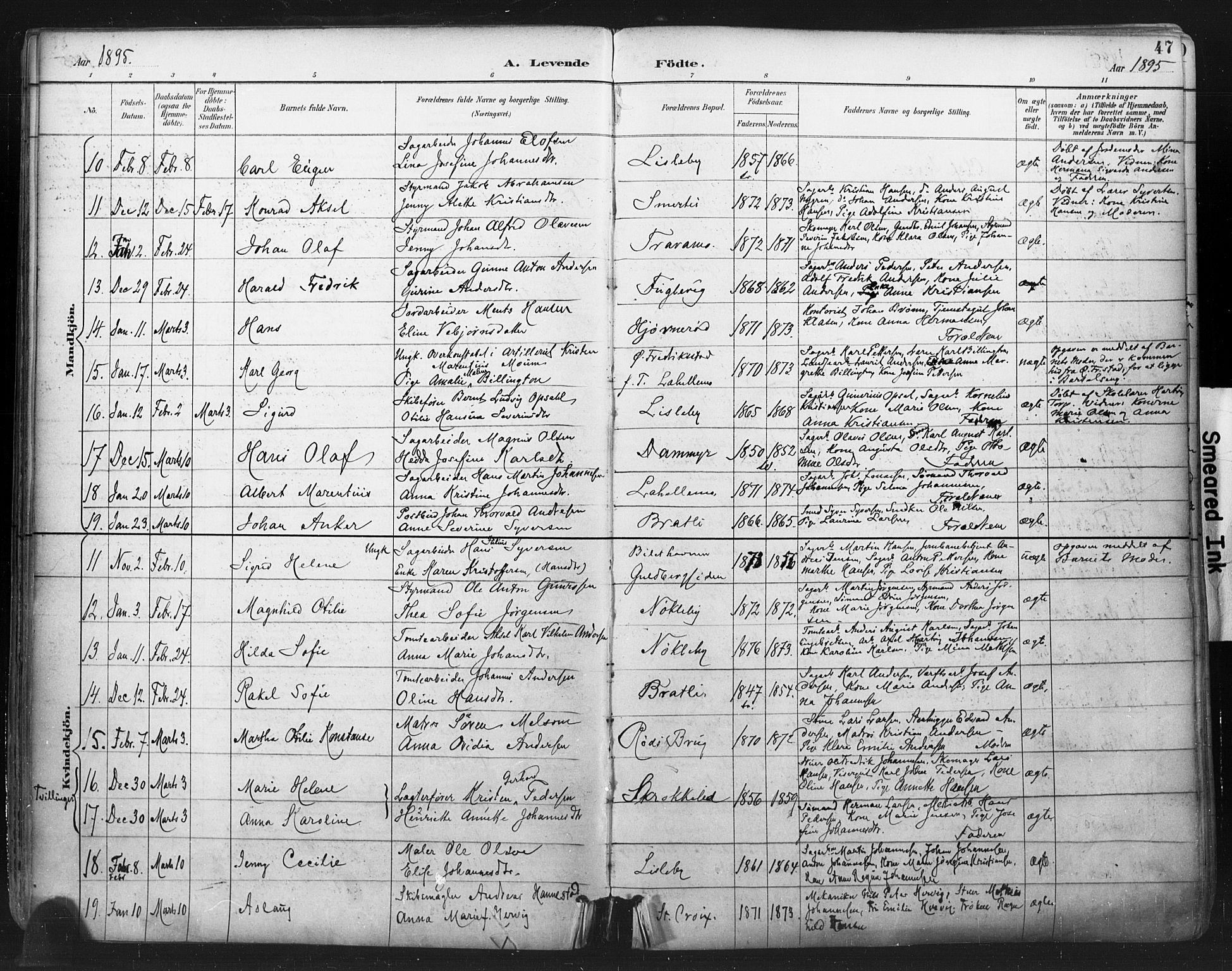 Glemmen prestekontor Kirkebøker, SAO/A-10908/F/Fa/L0013: Parish register (official) no. 13, 1892-1907, p. 47