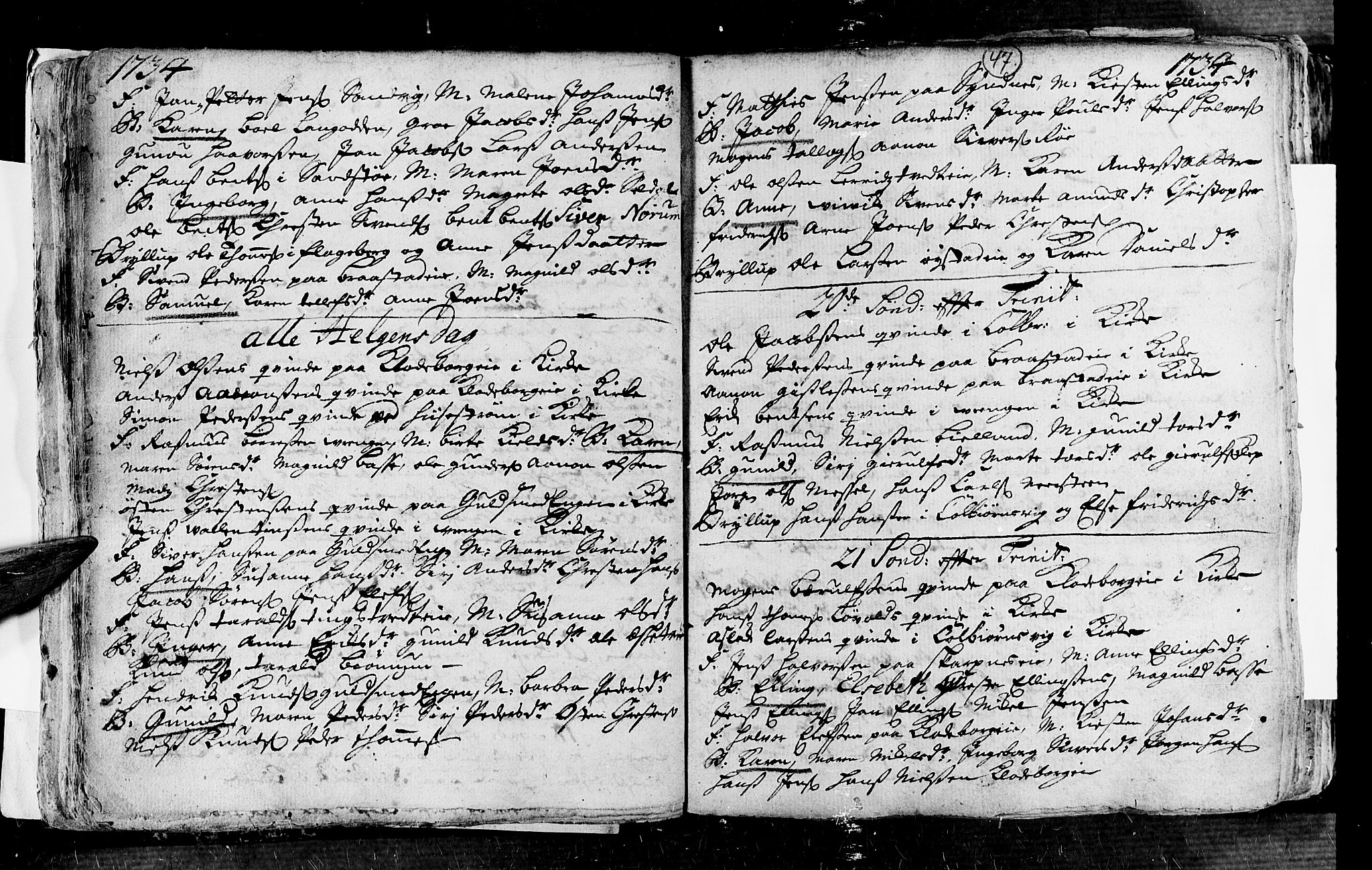 Øyestad sokneprestkontor, AV/SAK-1111-0049/F/Fa/L0004: Parish register (official) no. A 4, 1730-1750, p. 47