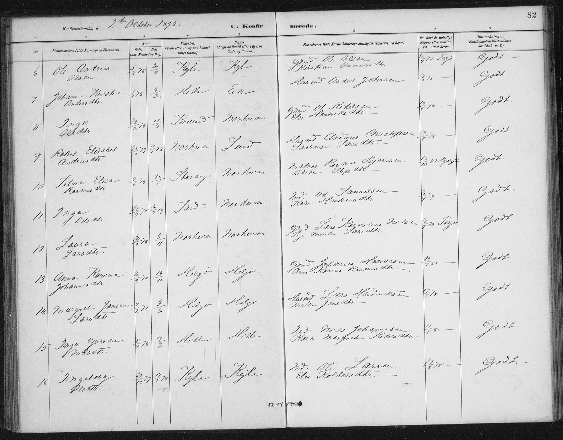 Nedstrand sokneprestkontor, AV/SAST-A-101841/01/IV: Parish register (official) no. A 13, 1887-1915, p. 82