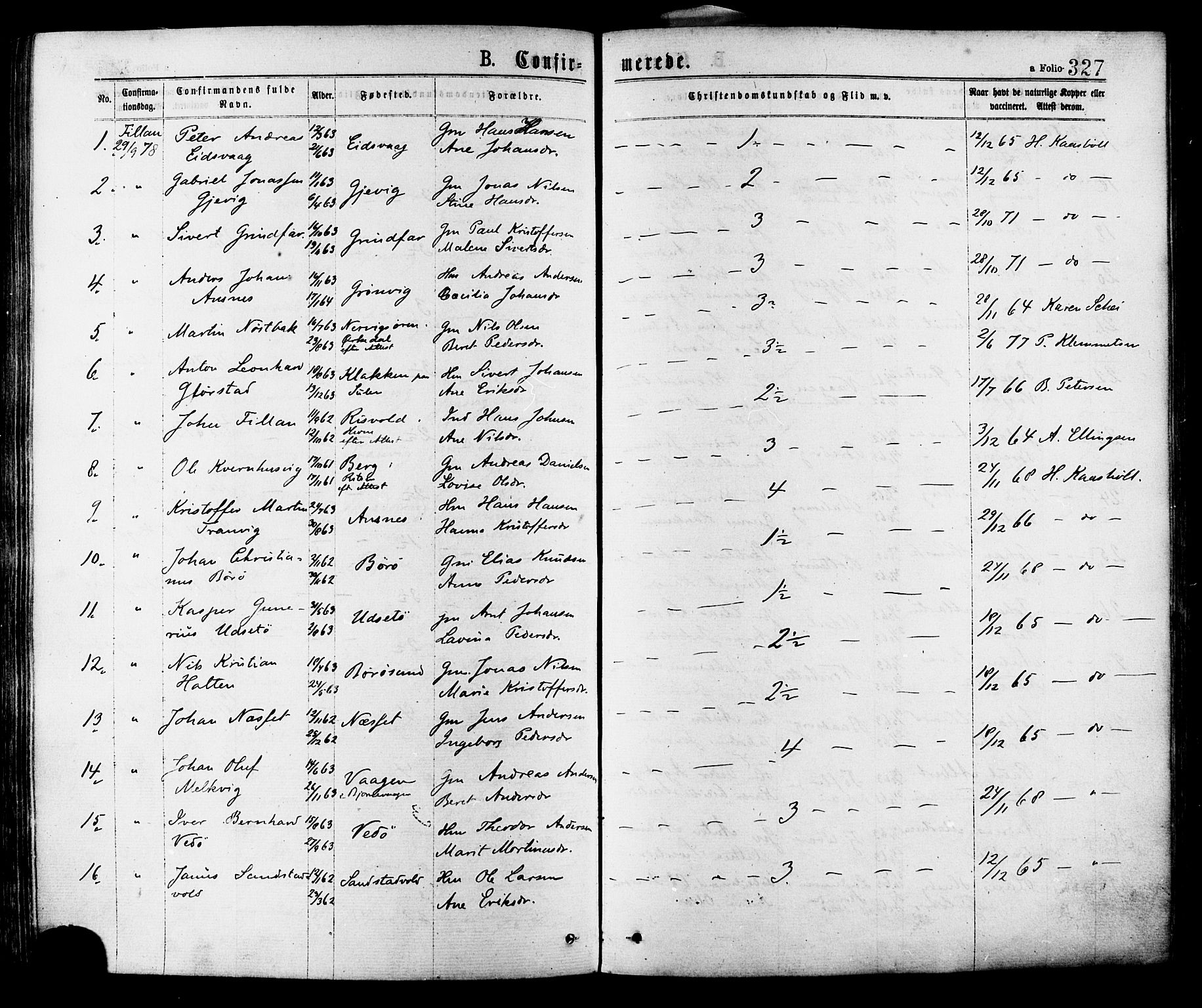 Ministerialprotokoller, klokkerbøker og fødselsregistre - Sør-Trøndelag, SAT/A-1456/634/L0532: Parish register (official) no. 634A08, 1871-1881, p. 327