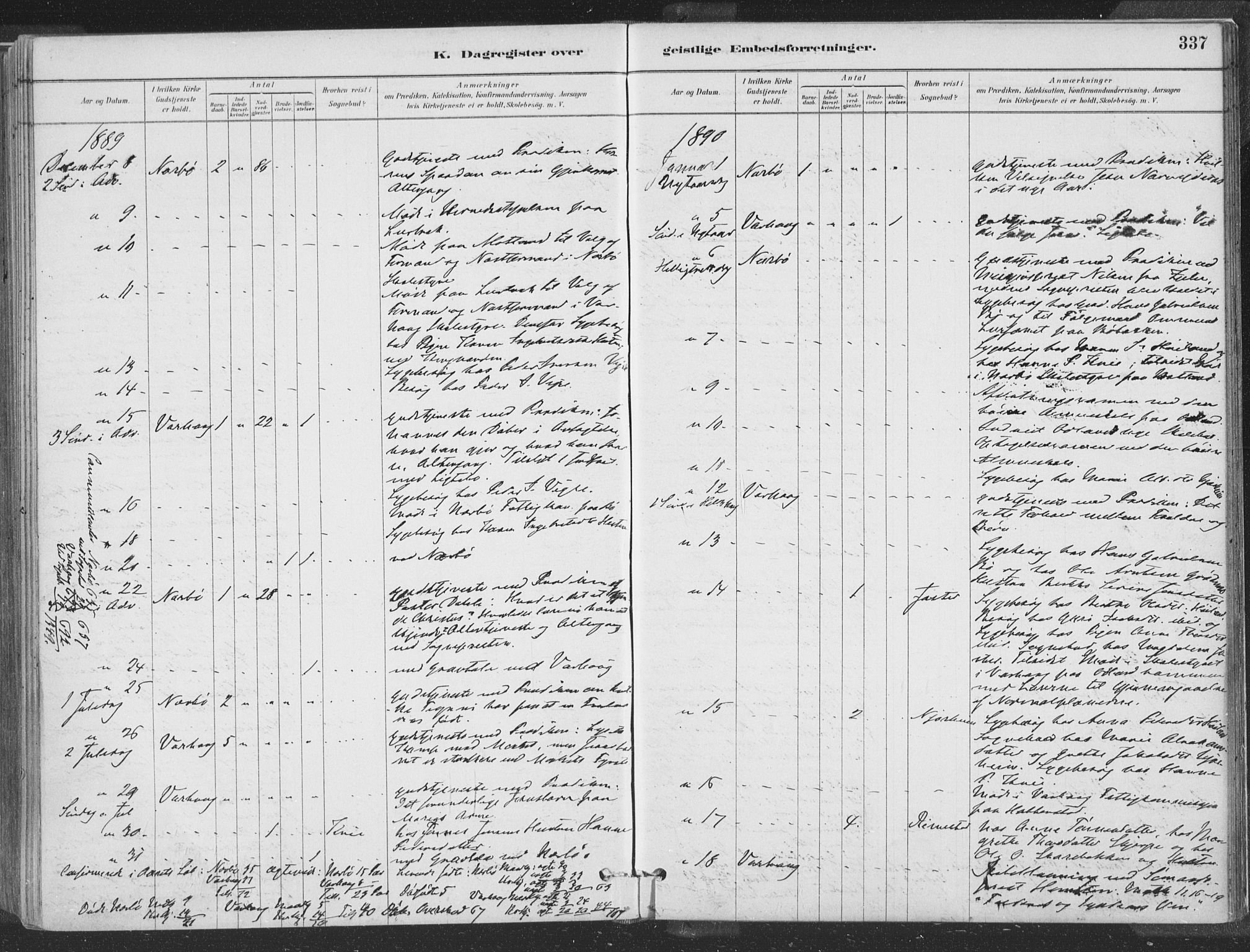Hå sokneprestkontor, AV/SAST-A-101801/001/30BA/L0010: Parish register (official) no. A 9, 1879-1896, p. 337