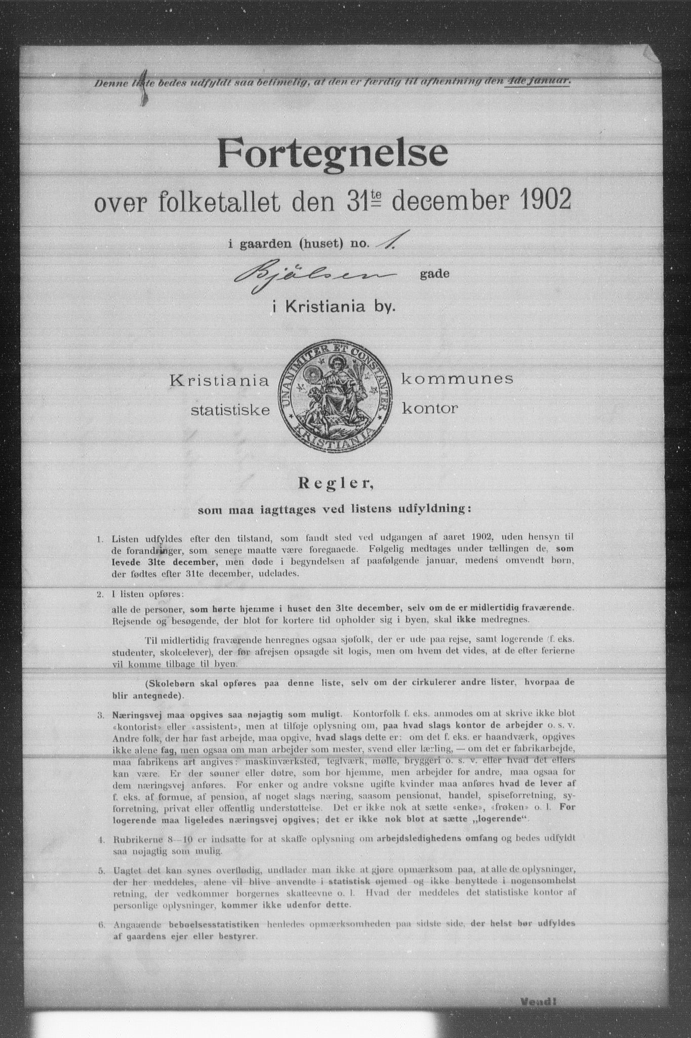 OBA, Municipal Census 1902 for Kristiania, 1902, p. 1250