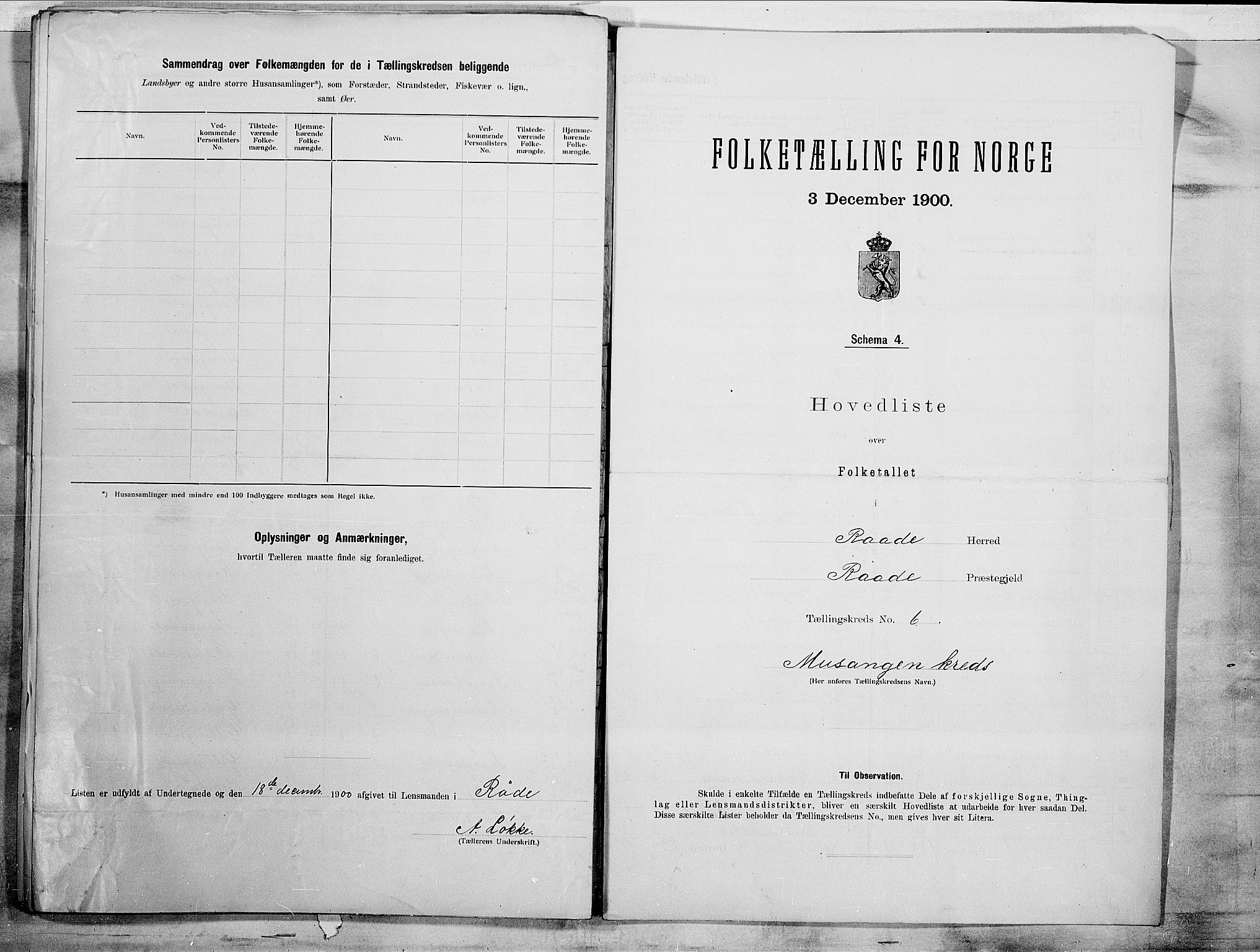 SAO, 1900 census for Råde, 1900, p. 16