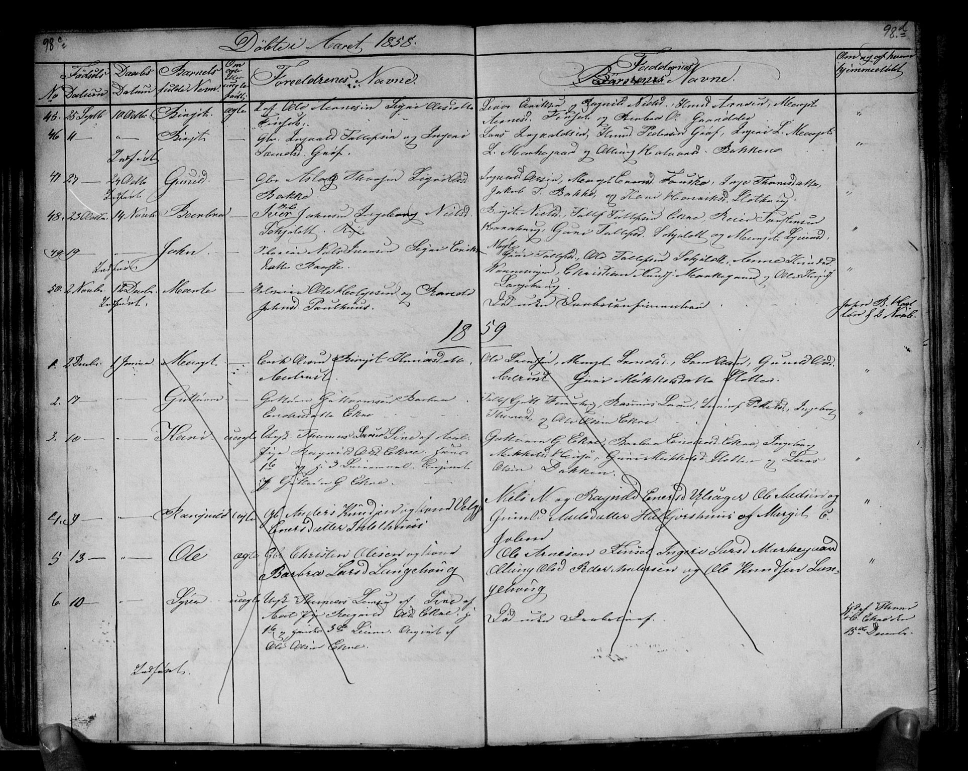 Gol kirkebøker, SAKO/A-226/G/Gb/L0003: Parish register (copy) no. II 3, 1844-1858, p. 98c-98d