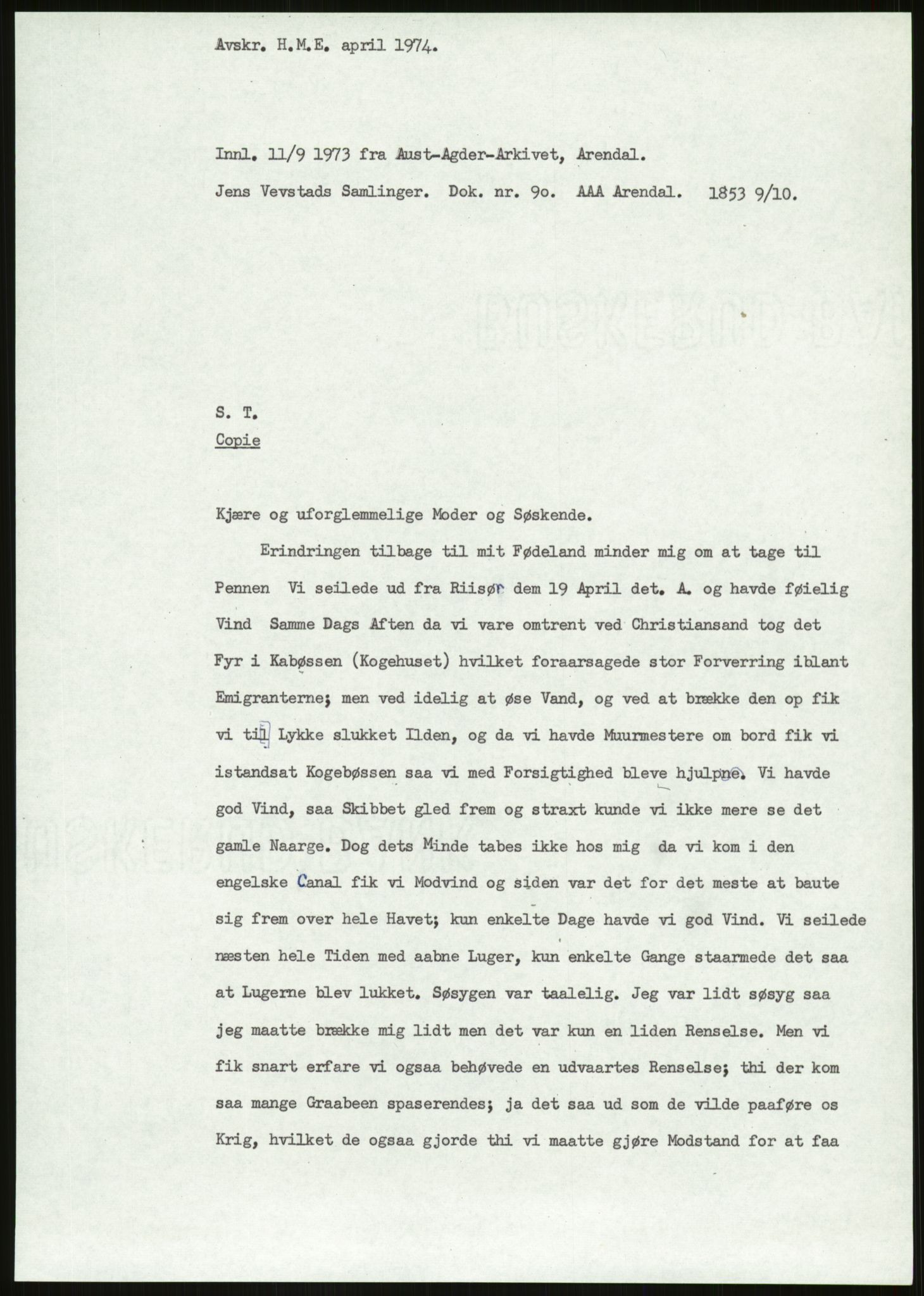 Samlinger til kildeutgivelse, Amerikabrevene, AV/RA-EA-4057/F/L0026: Innlån fra Aust-Agder: Aust-Agder-Arkivet - Erickson, 1838-1914, p. 837