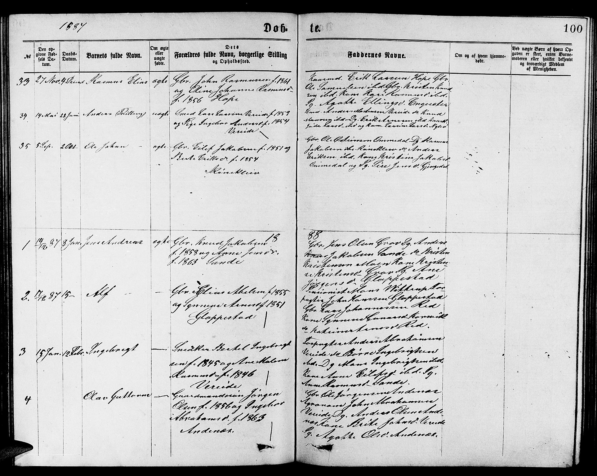 Gloppen sokneprestembete, SAB/A-80101/H/Hab/Habb/L0001: Parish register (copy) no. B 1, 1872-1888, p. 100