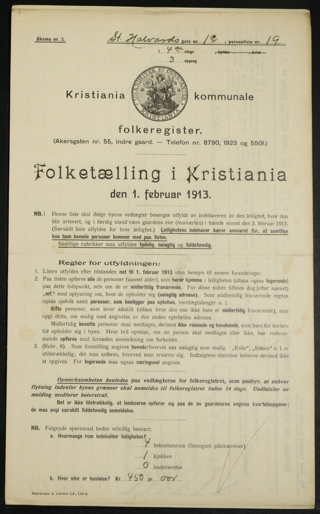 OBA, Municipal Census 1913 for Kristiania, 1913, p. 87432