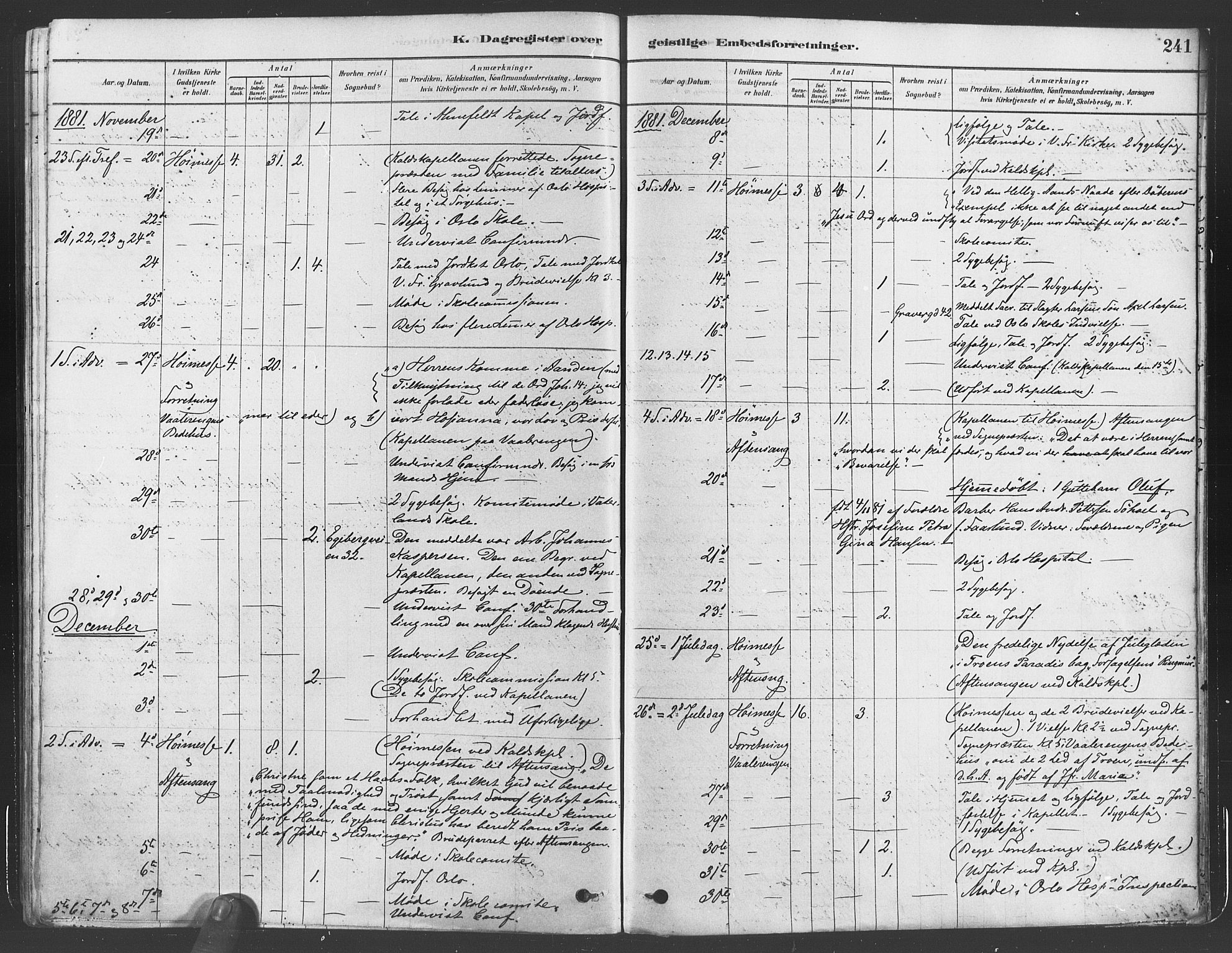 Gamlebyen prestekontor Kirkebøker, AV/SAO-A-10884/F/Fa/L0005: Parish register (official) no. 5, 1878-1889, p. 241