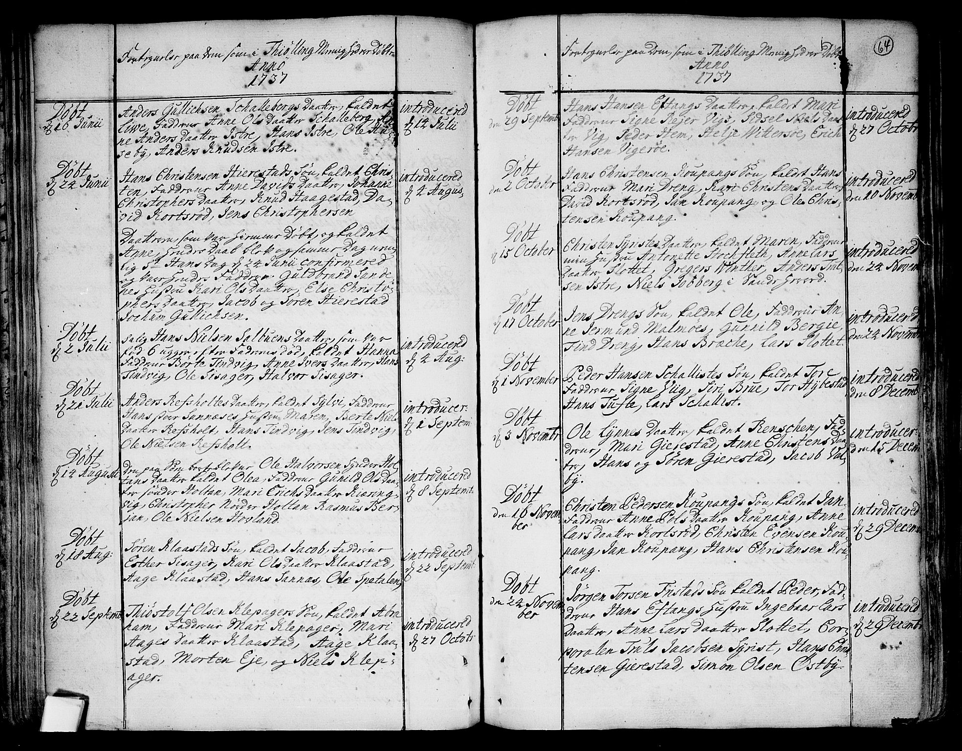 Tjølling kirkebøker, AV/SAKO-A-60/F/Fa/L0003: Parish register (official) no. 3, 1735-1778, p. 64