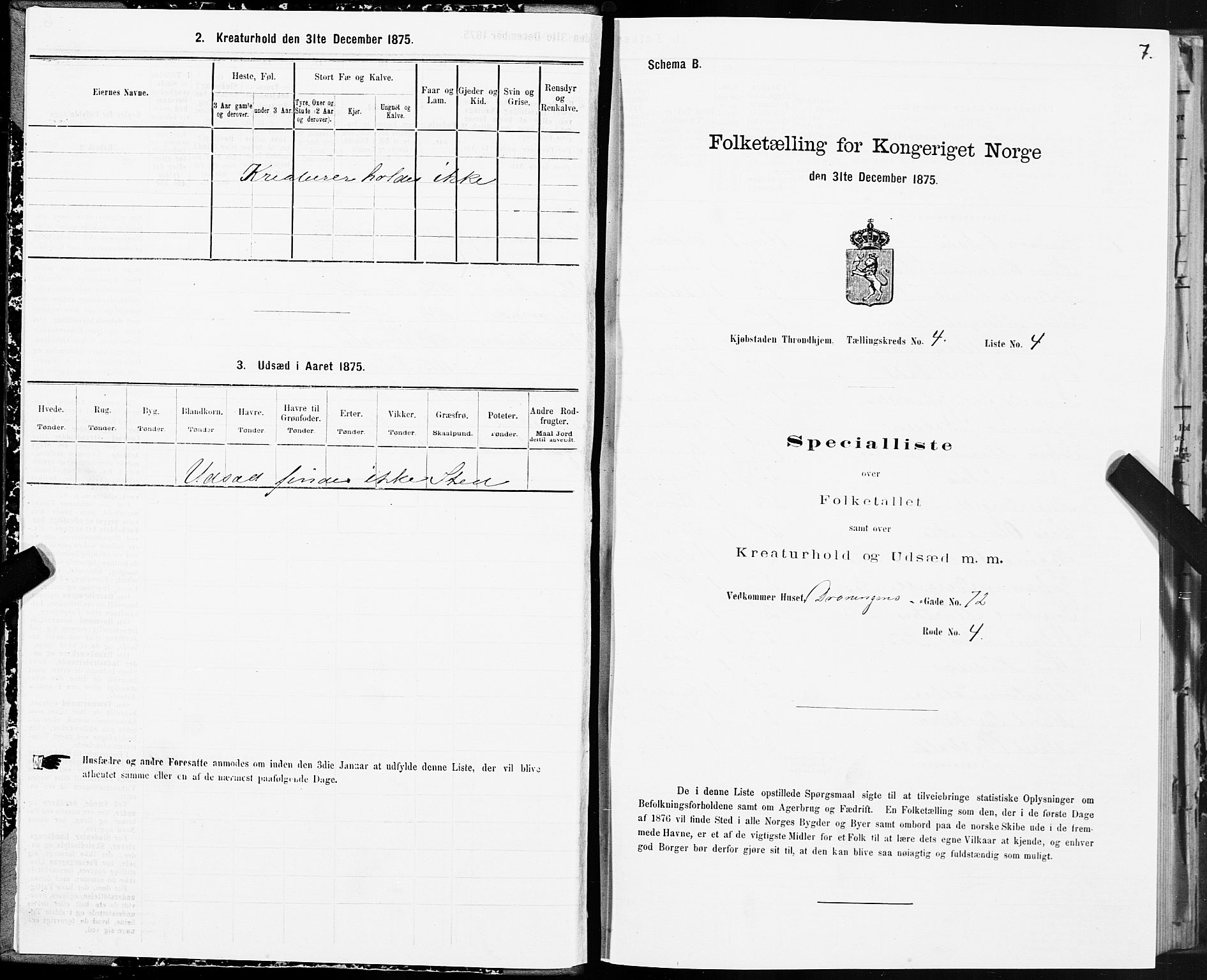 SAT, 1875 census for 1601 Trondheim, 1875, p. 3007