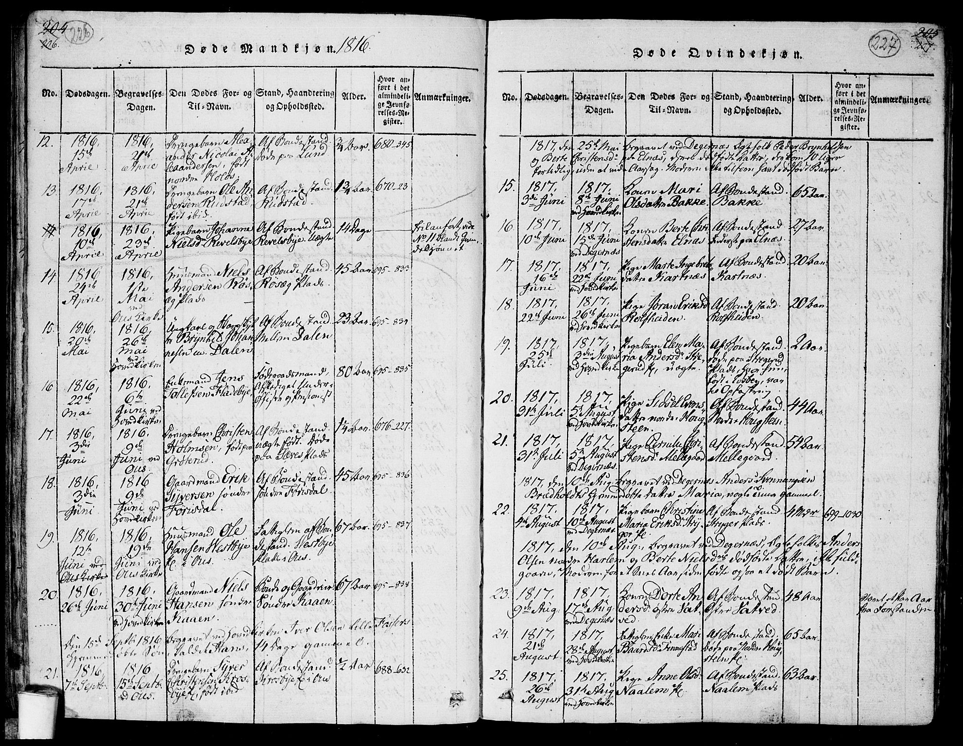 Rakkestad prestekontor Kirkebøker, AV/SAO-A-2008/F/Fa/L0006: Parish register (official) no. I 6, 1814-1824, p. 226-227