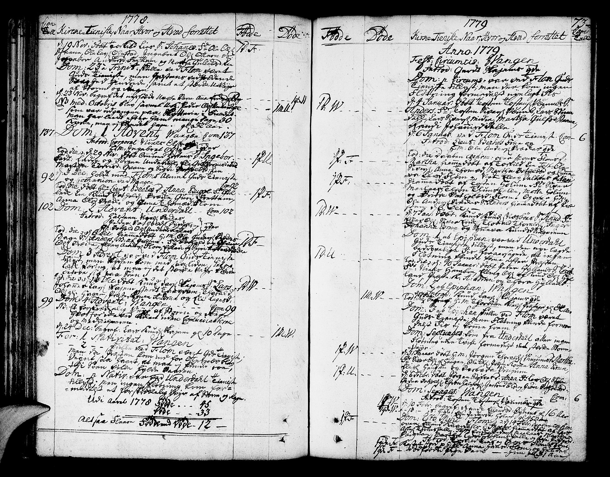 Aurland sokneprestembete, AV/SAB-A-99937/H/Ha/Haa/L0004: Parish register (official) no. A 4, 1756-1801, p. 73