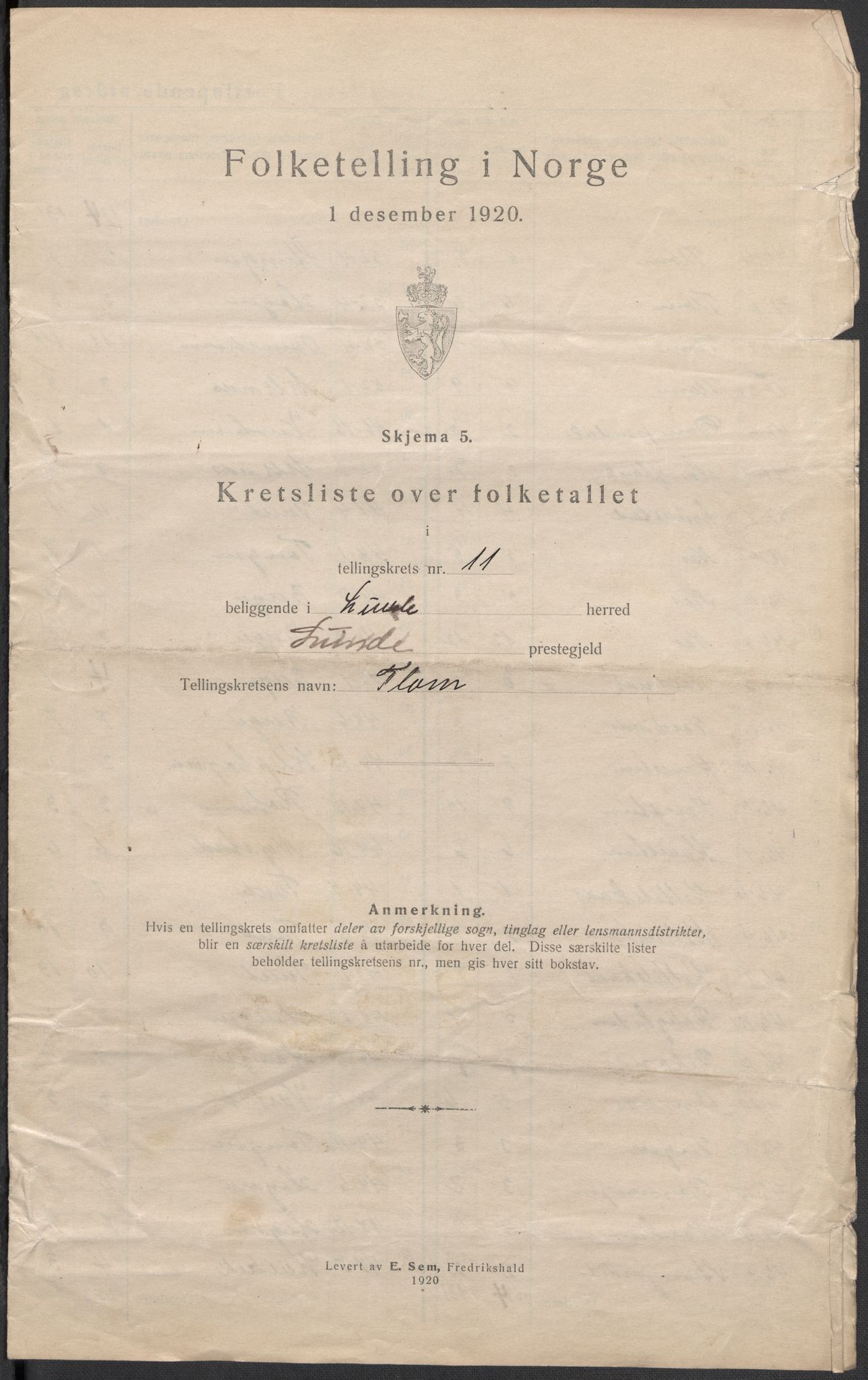 SAKO, 1920 census for Lunde, 1920, p. 36