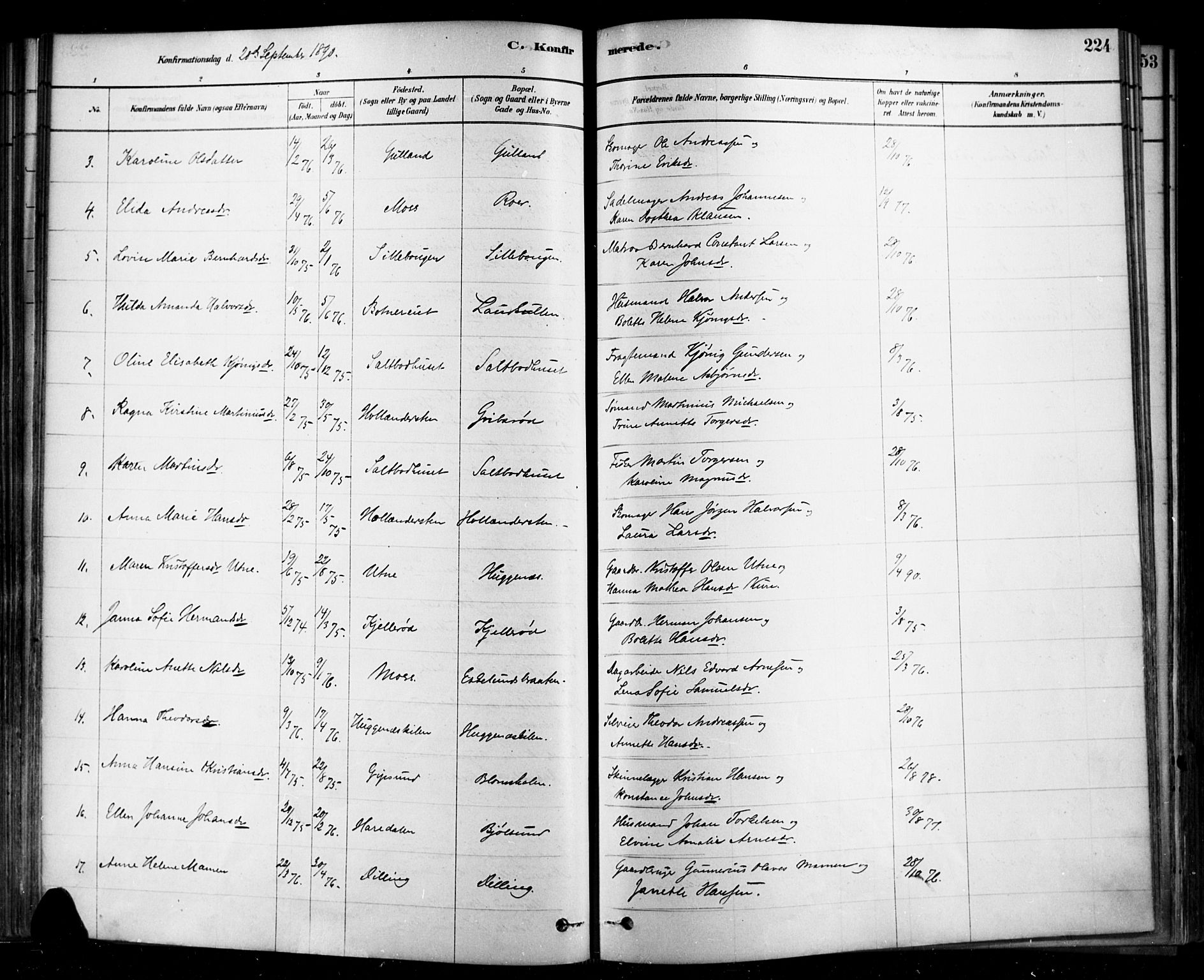 Rygge prestekontor Kirkebøker, SAO/A-10084b/F/Fa/L0007: Parish register (official) no. 7, 1878-1904, p. 224