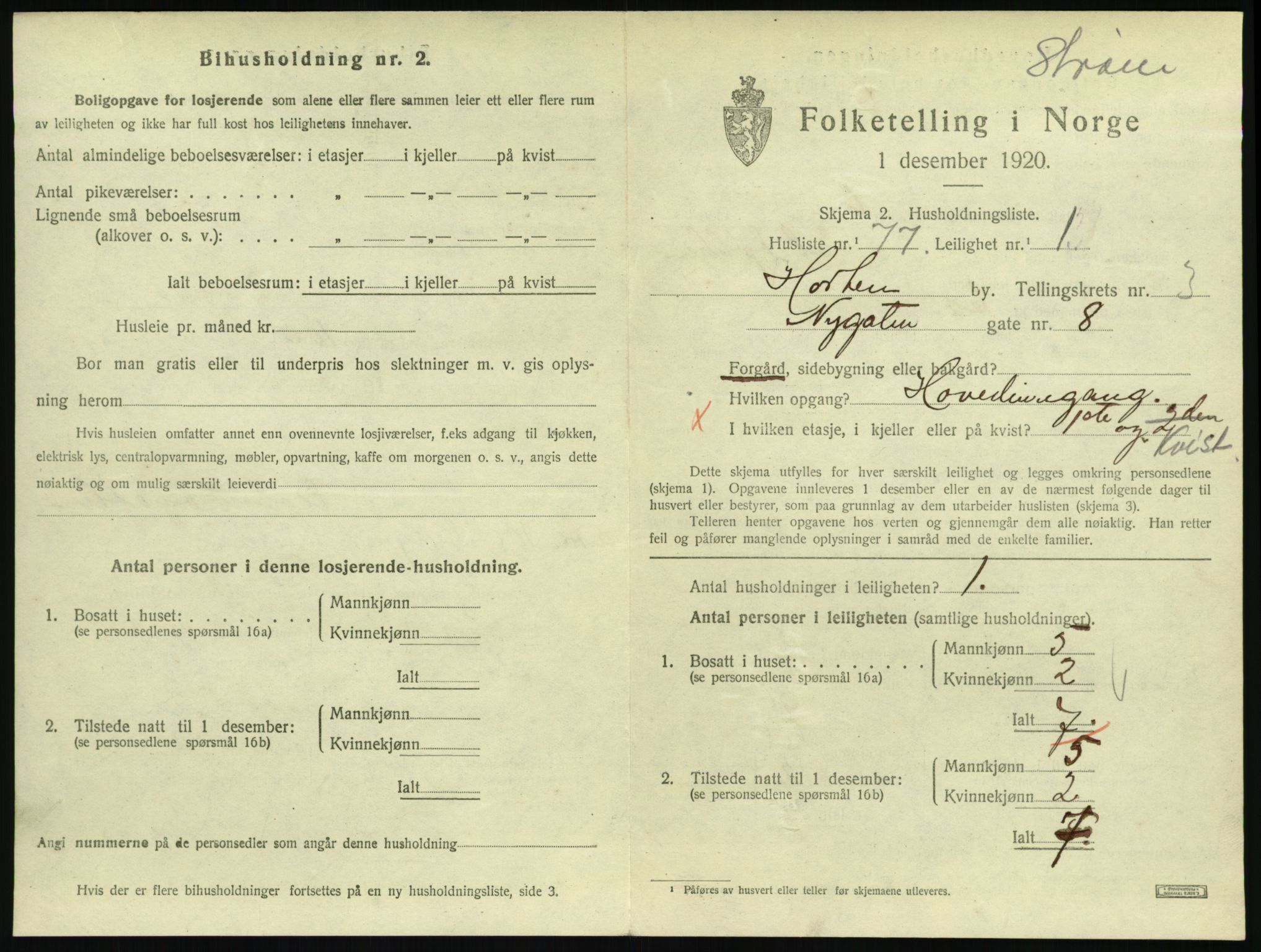 SAKO, 1920 census for Horten, 1920, p. 4393