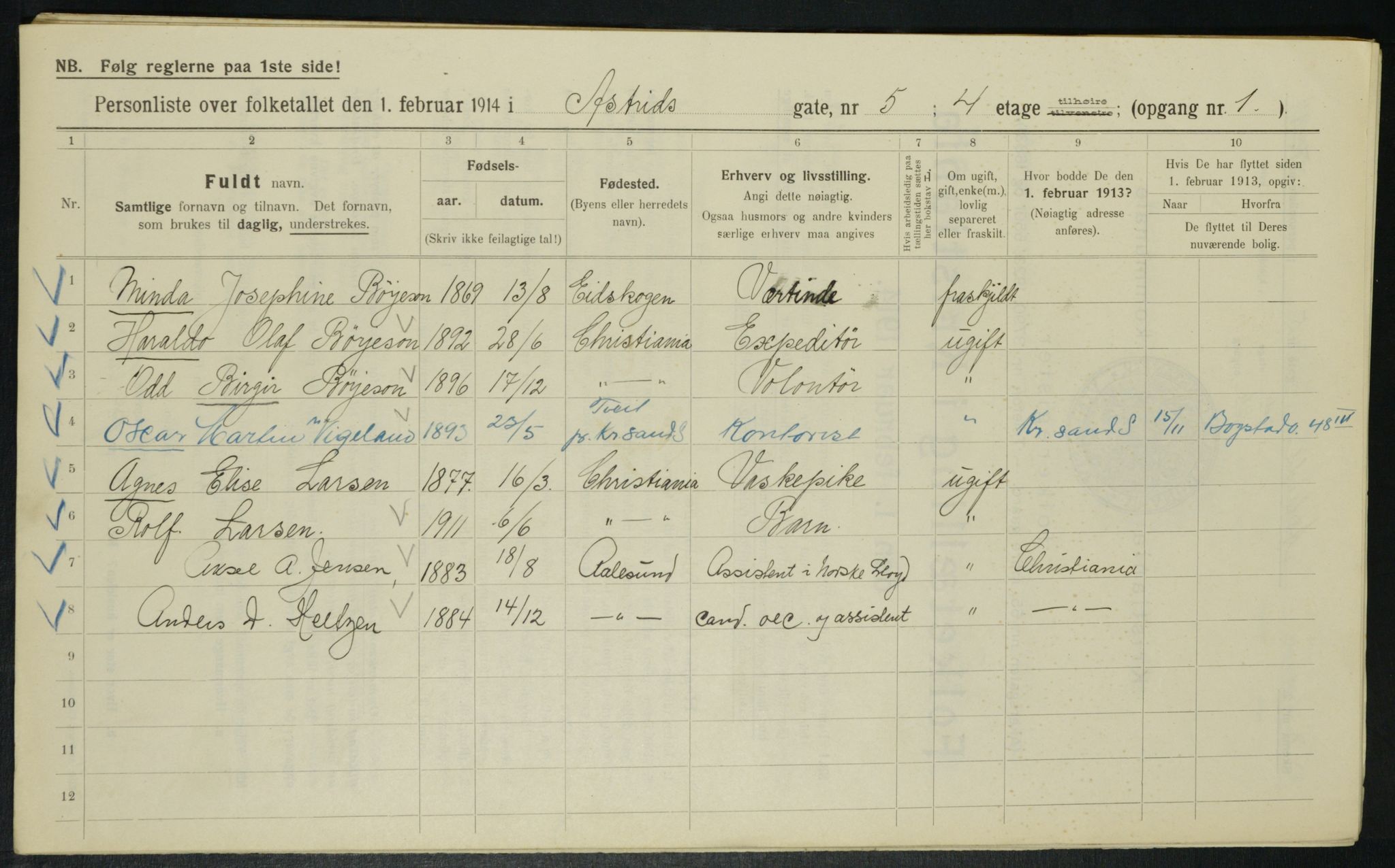 OBA, Municipal Census 1914 for Kristiania, 1914, p. 17324