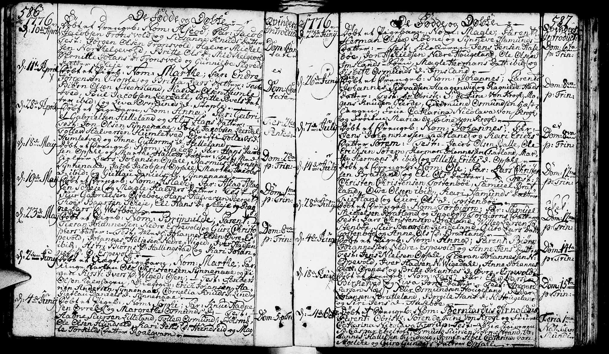 Vikedal sokneprestkontor, AV/SAST-A-101840/01/IV: Parish register (official) no. A 1, 1737-1778, p. 586-587