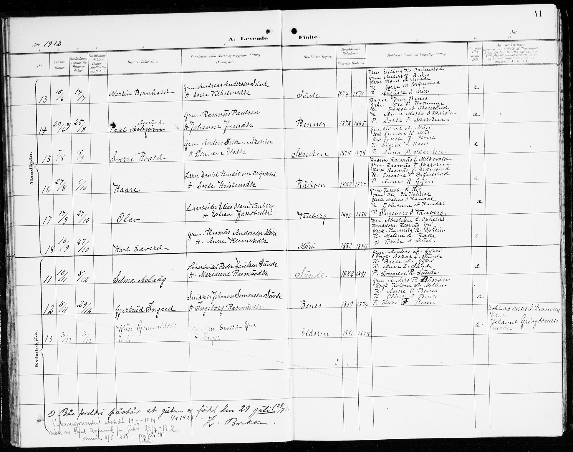 Innvik sokneprestembete, AV/SAB-A-80501: Parish register (official) no. C 2, 1900-1920, p. 41