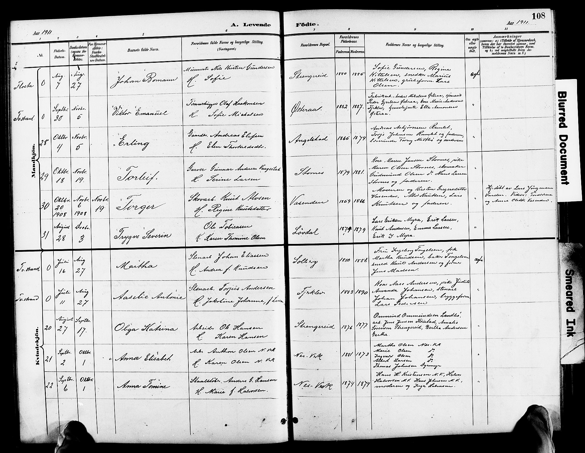 Holt sokneprestkontor, AV/SAK-1111-0021/F/Fb/L0011: Parish register (copy) no. B 11, 1897-1921, p. 108