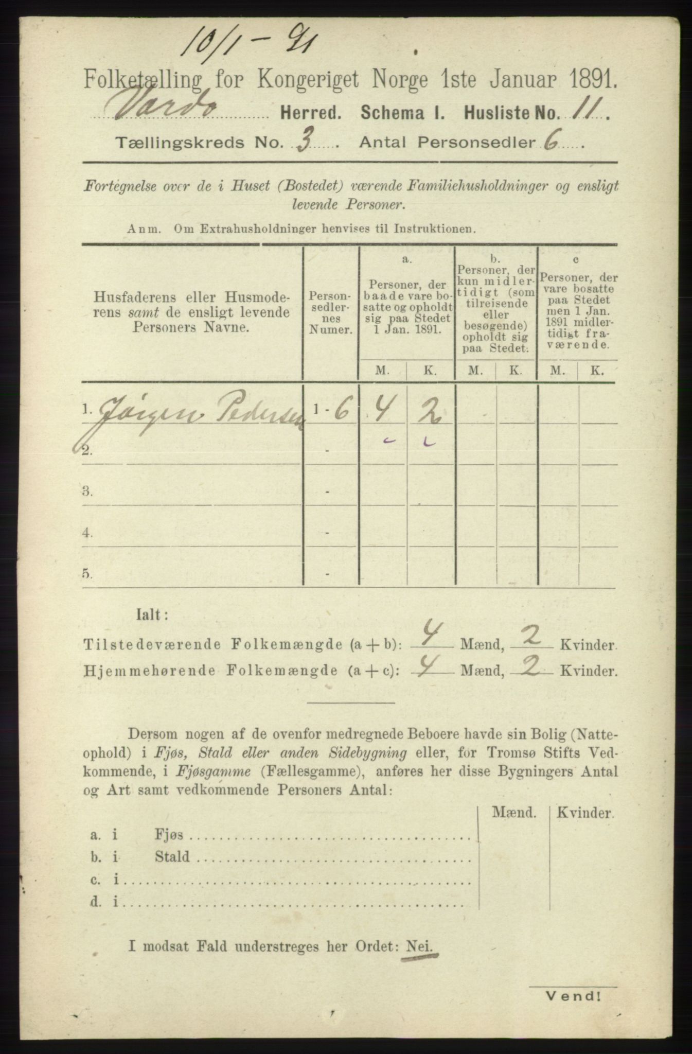 RA, 1891 census for 2028 Vardø, 1891, p. 791
